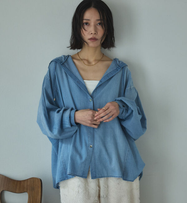 Doux archives「シアーデニムフードシャツ」|シャツ・ブラウス|