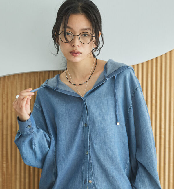 Doux archives「シアーデニムフードシャツ」|シャツ・ブラウス|