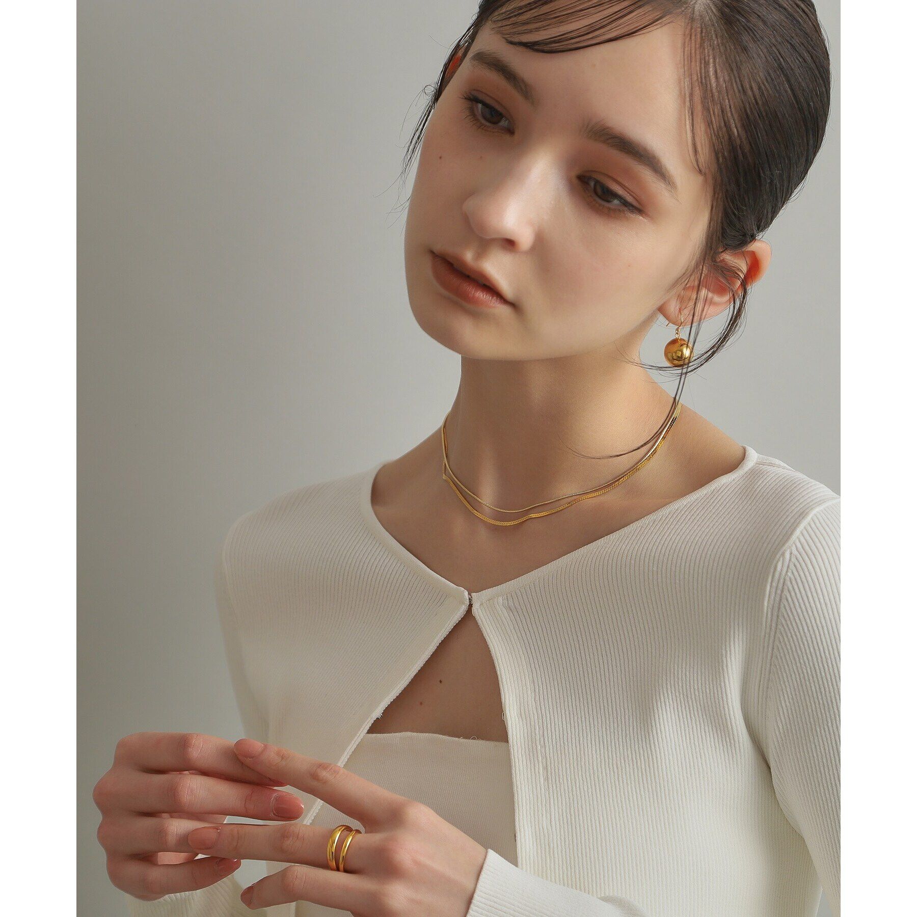 COCOSHNIK ONKITSCH「シルバー デザインチェーン スネークネックレス GP」|ネックレス|