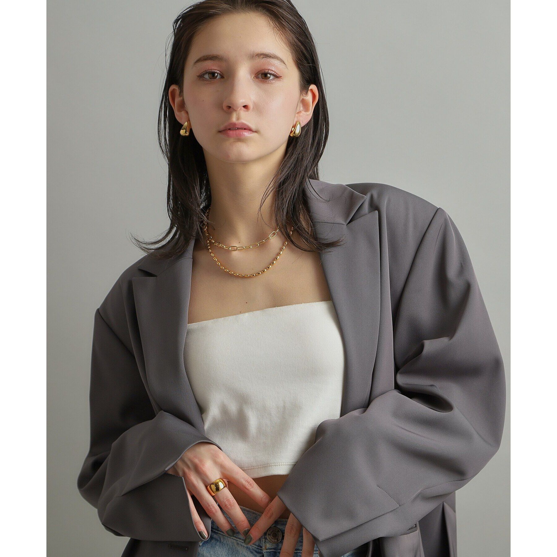 COCOSHNIK ONKITSCH「シルバー デザインチェーン オーバルボールL ネックレス GP」|ネックレス|