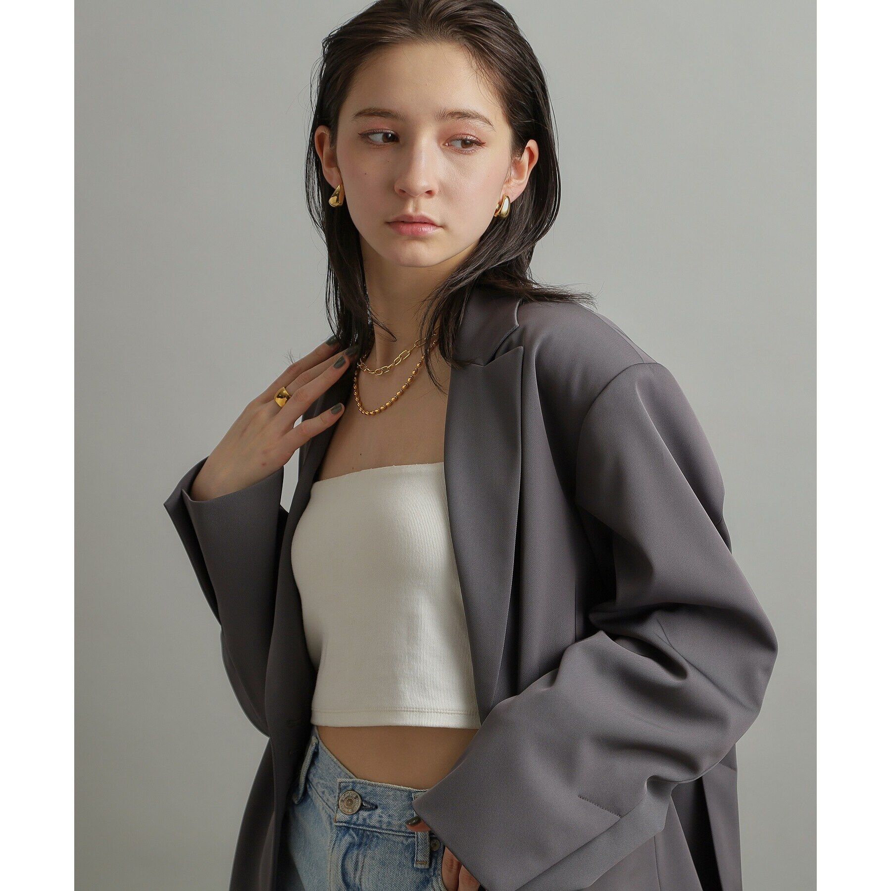 COCOSHNIK ONKITSCH「シルバー デザインチェーン オーバルボールL ネックレス GP」|ネックレス|