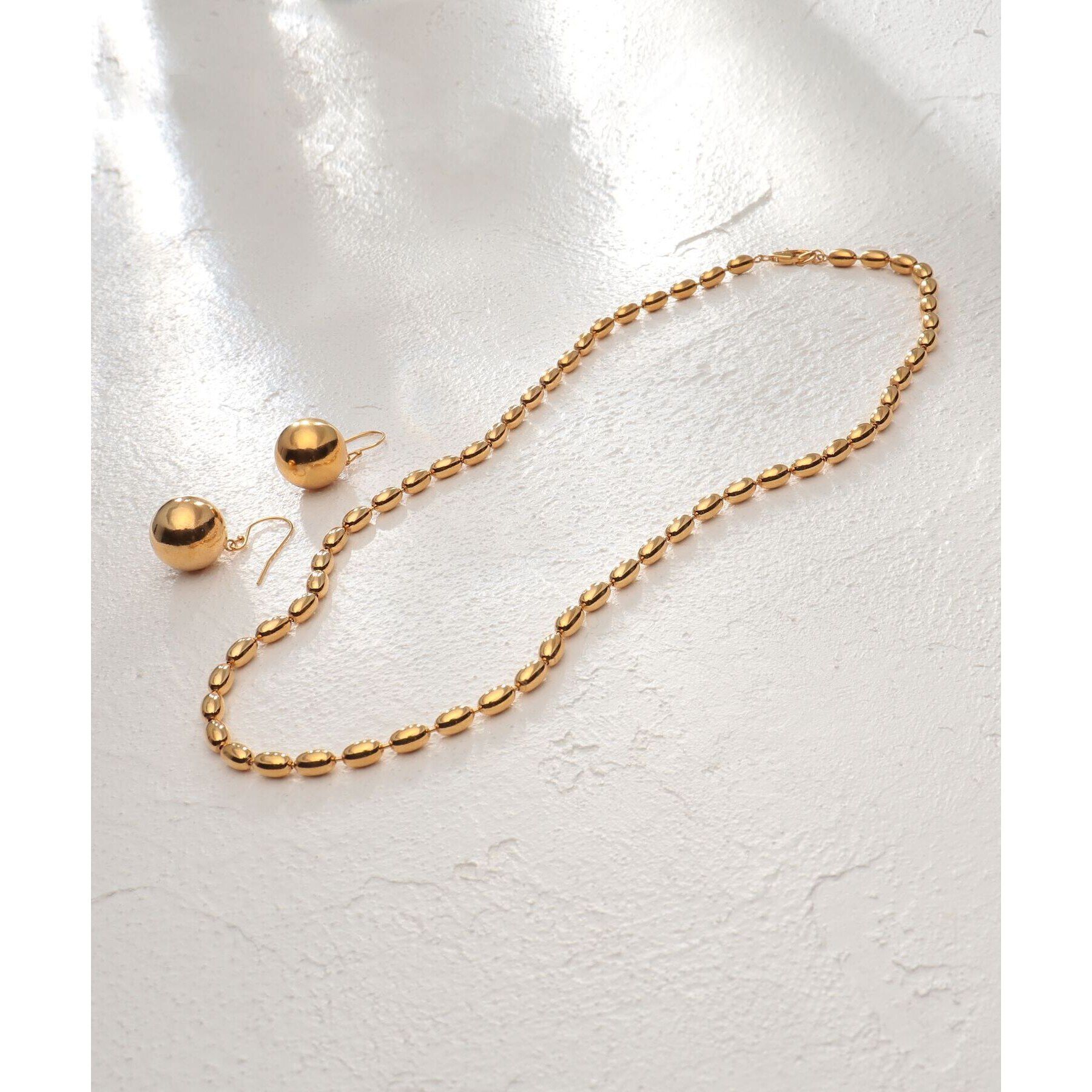 COCOSHNIK ONKITSCH「シルバー デザインチェーン オーバルボールL ネックレス GP」|ネックレス|