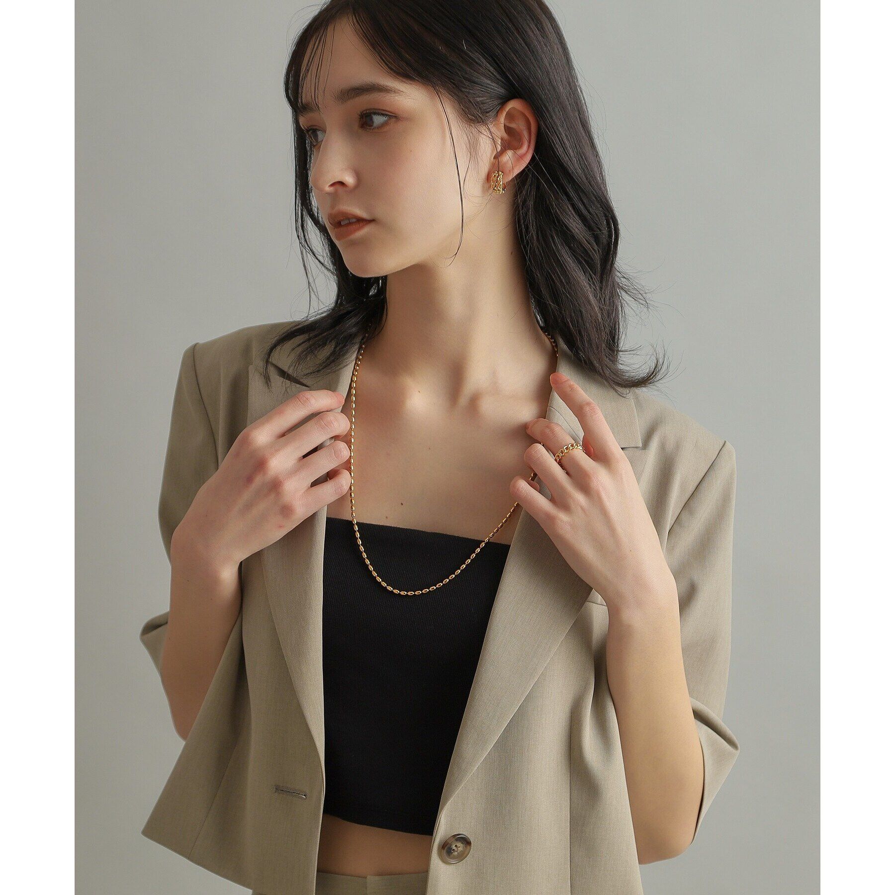 COCOSHNIK ONKITSCH「シルバー デザインチェーン オーバルボールM ネックレス GP」|ネックレス|