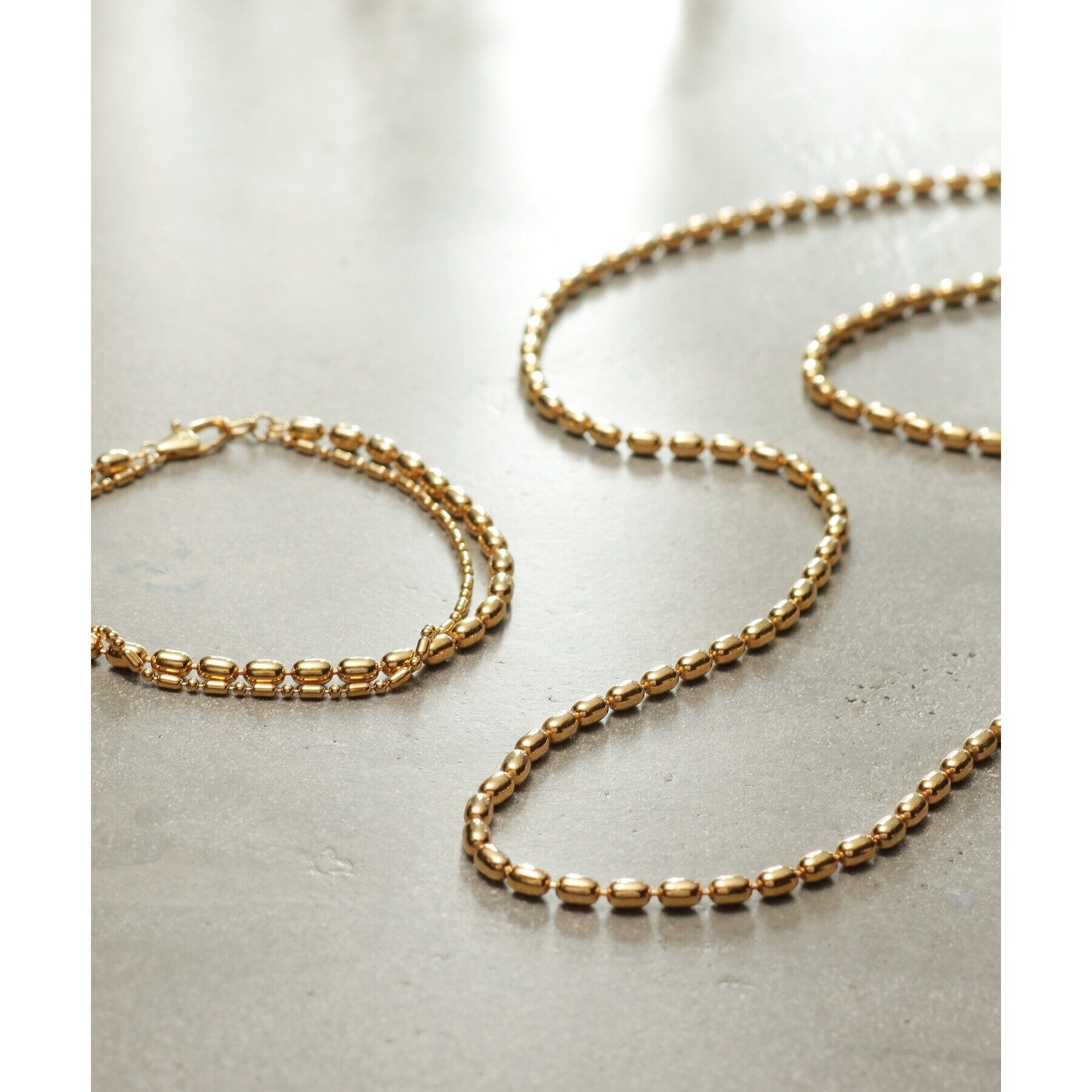 COCOSHNIK ONKITSCH「シルバー デザインチェーン オーバルボールM ネックレス GP」|ネックレス|