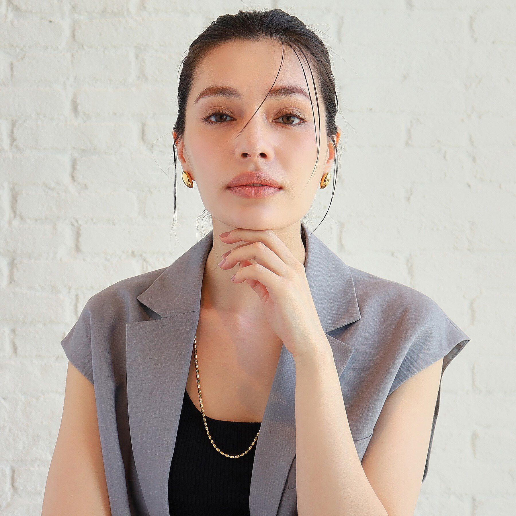 COCOSHNIK ONKITSCH「シルバー ホロウピアス オーバルスタッド GP」|ピアス|