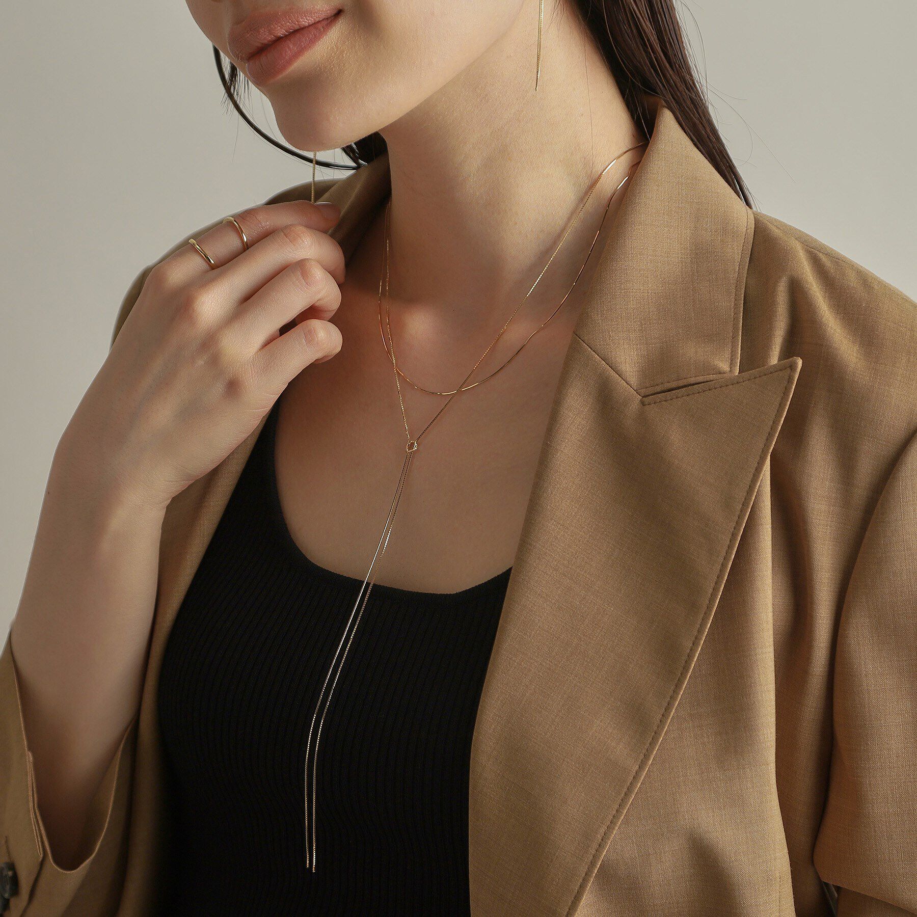 COCOSHNIK「K10ベネチアンノットY ネックレス」|ネックレス|