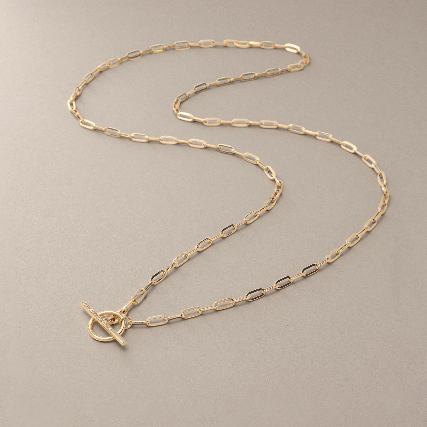 COCOSHNIK「K10ダイヤモンド 中空プリムチェーンマンテル ネックレス」|ネックレス|