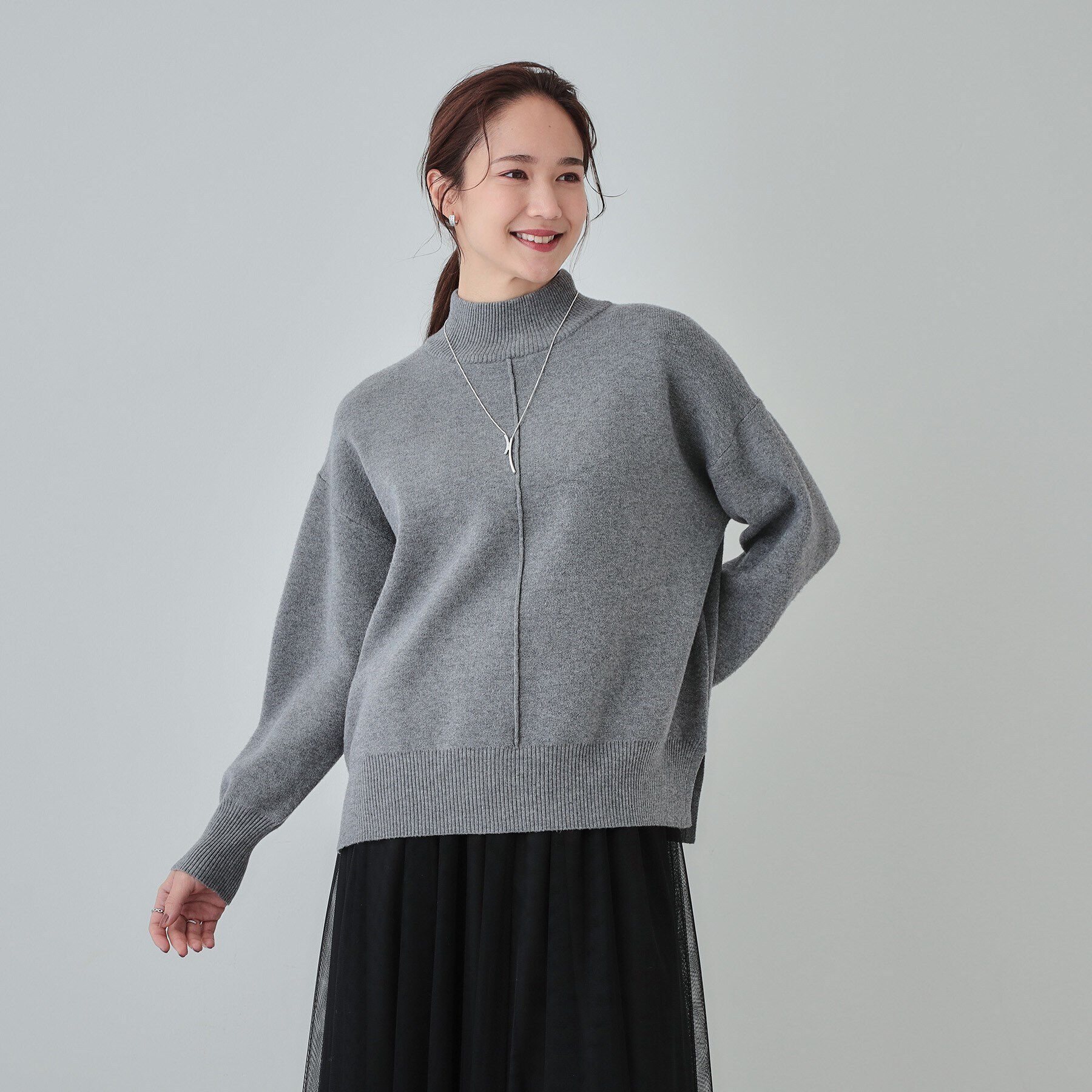 SHOO･LA･RUE「【洗える/ちくちくしにくい/静電気軽減】スウェットライク ハイネックニット」|ニット・セーター|