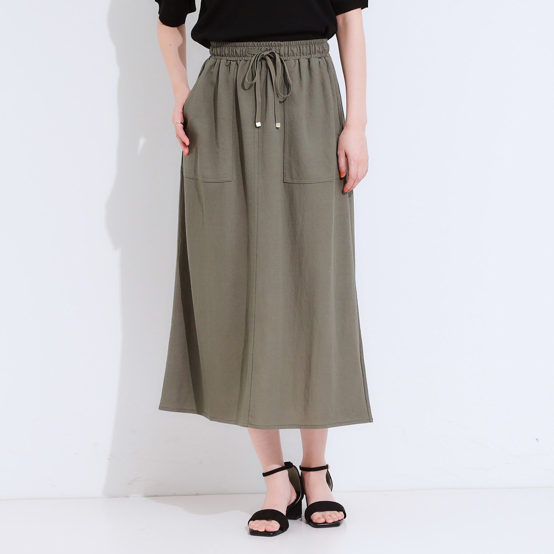 SHOO･LA･RUE「【セットアップ可/ひんやり】大人カジュアルに ベイカー風デザインスカート」|スカート|