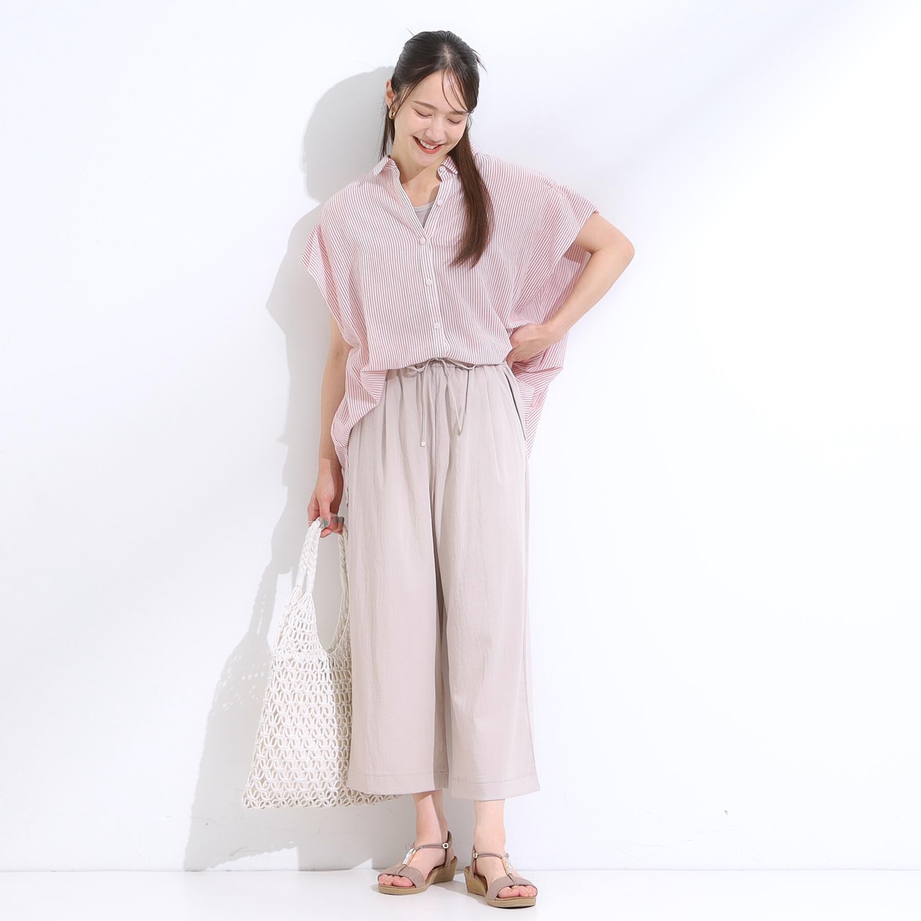 SHOO･LA･RUE「【着丈選べる】触れる度ひんやり ゆるきれい イージーワイドパンツ」|その他|