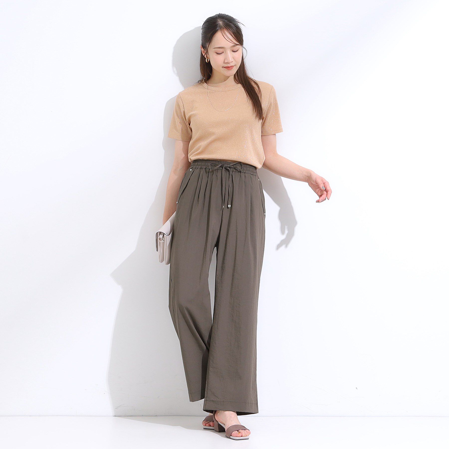 SHOO･LA･RUE「【着丈選べる】触れる度ひんやり ゆるきれい イージーワイドパンツ」|その他|