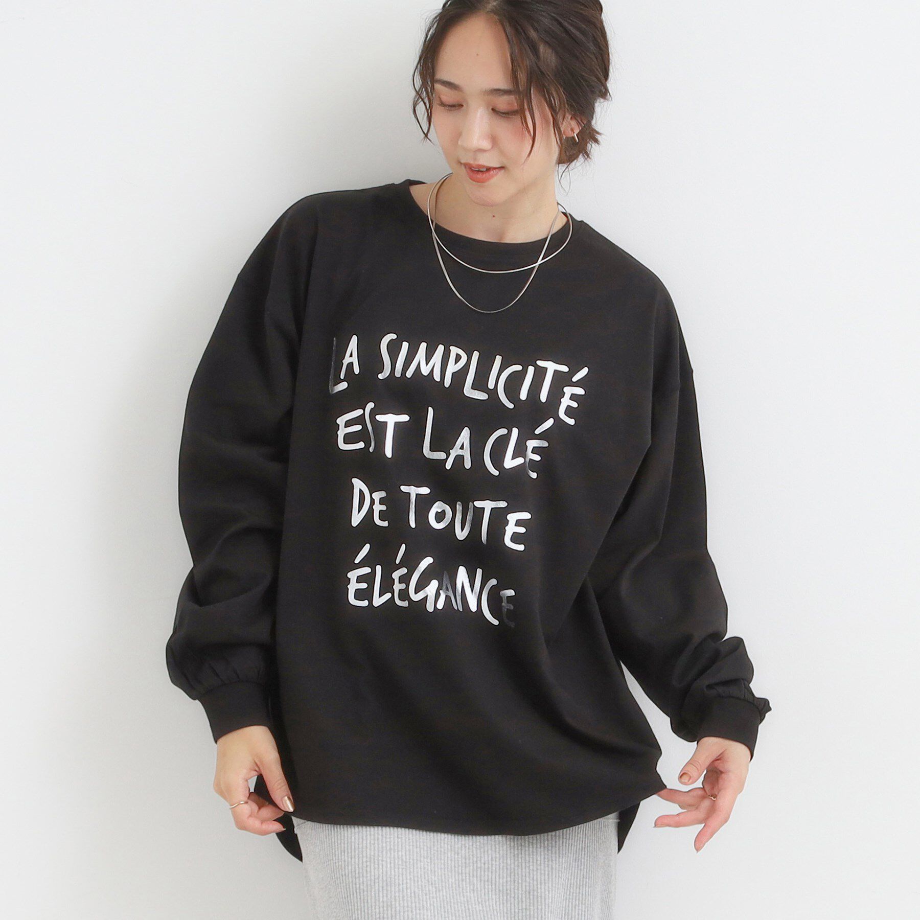 SHOO･LA･RUE「グラフィックアソート BIGロンT」|Tシャツ・カットソー|ブラック(319)