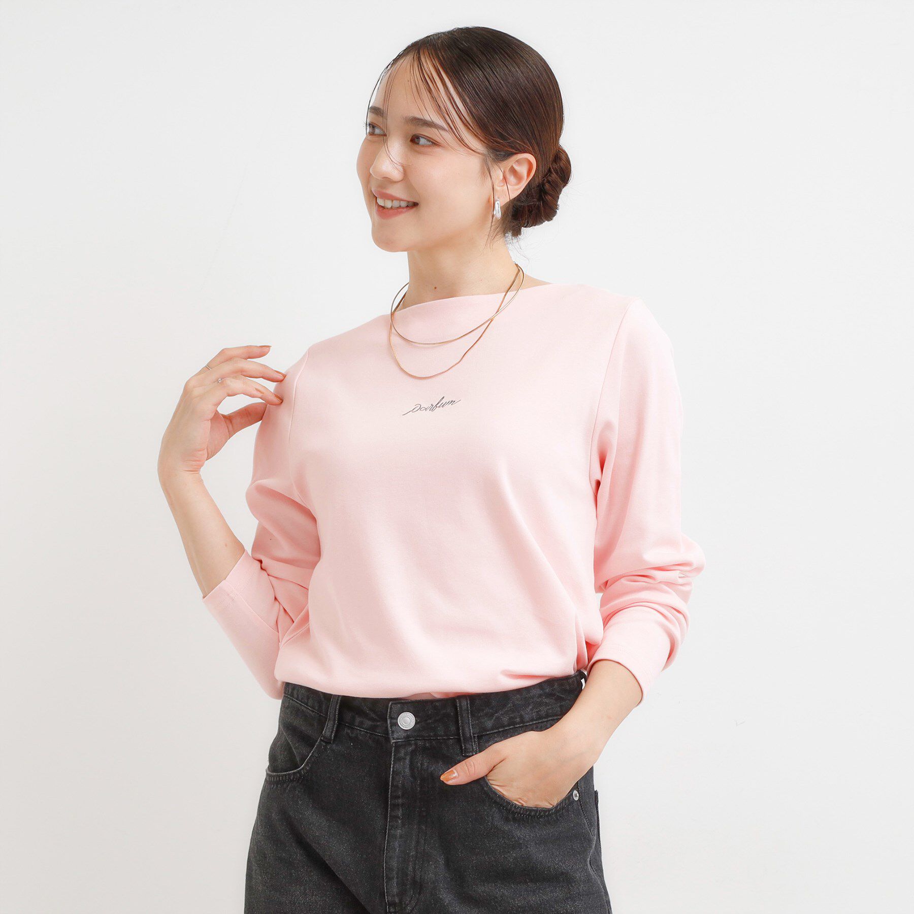 SHOO･LA･RUE「【S-LL】美しく見せる ボートネックロンT」|Tシャツ・カットソー|