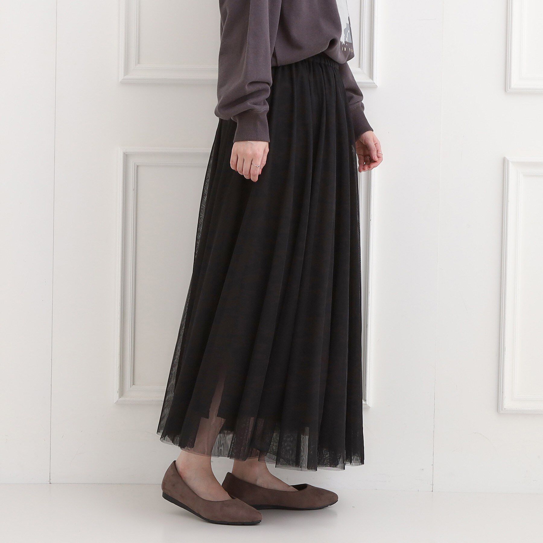 SHOO･LA･RUE「【洗濯機可】セレモニーからデイリーまで ふんわり軽やか チュールギャザースカート」|スカート|