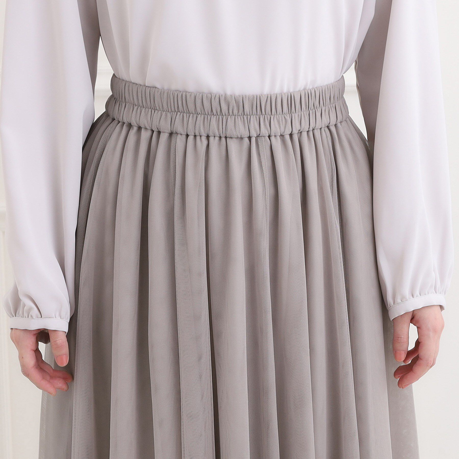 SHOO･LA･RUE「【洗濯機可】セレモニーからデイリーまで ふんわり軽やか チュールギャザースカート」|スカート|