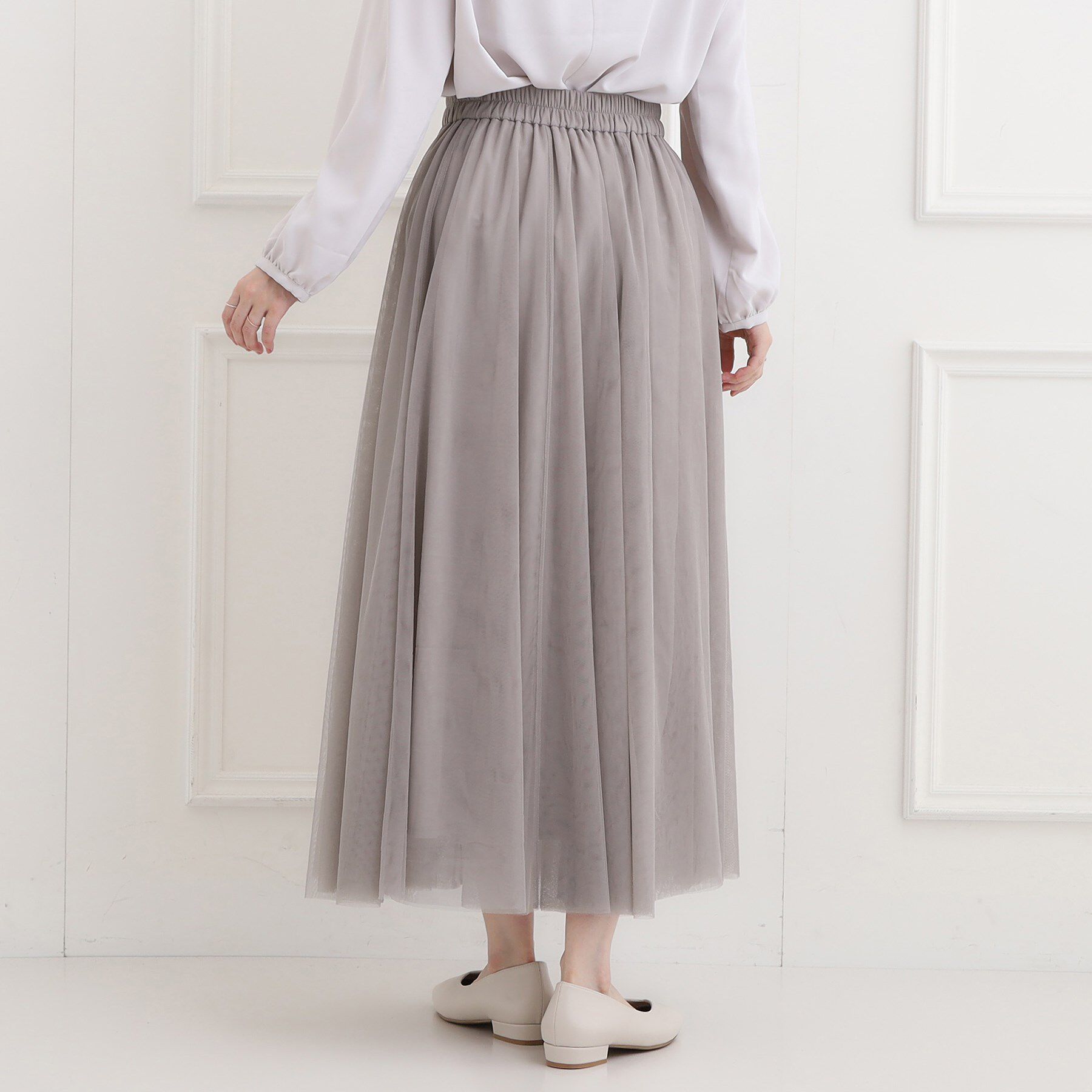 SHOO･LA･RUE「【洗濯機可】セレモニーからデイリーまで ふんわり軽やか チュールギャザースカート」|スカート|