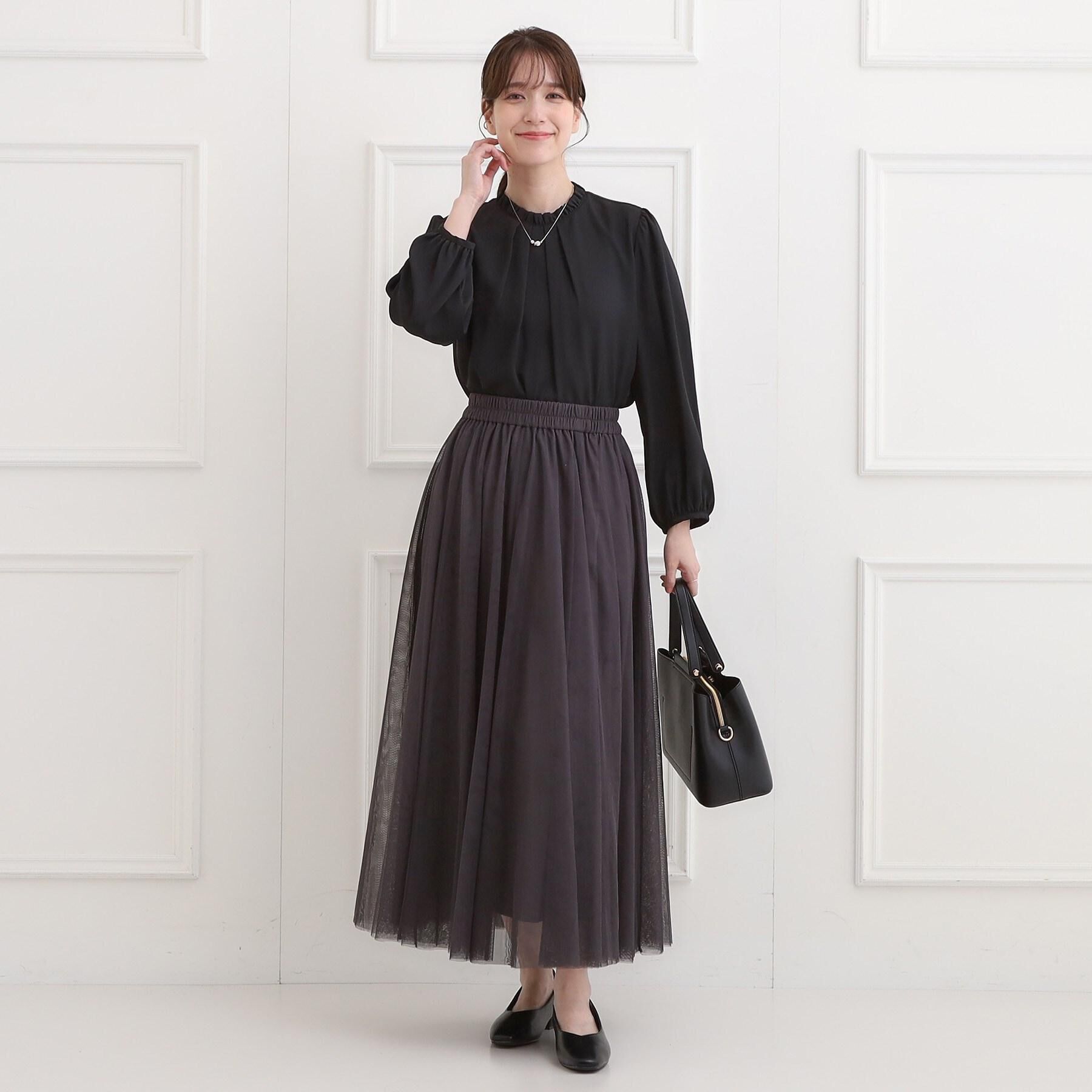 SHOO･LA･RUE「【洗濯機可】セレモニーからデイリーまで ふんわり軽やか チュールギャザースカート」|スカート|