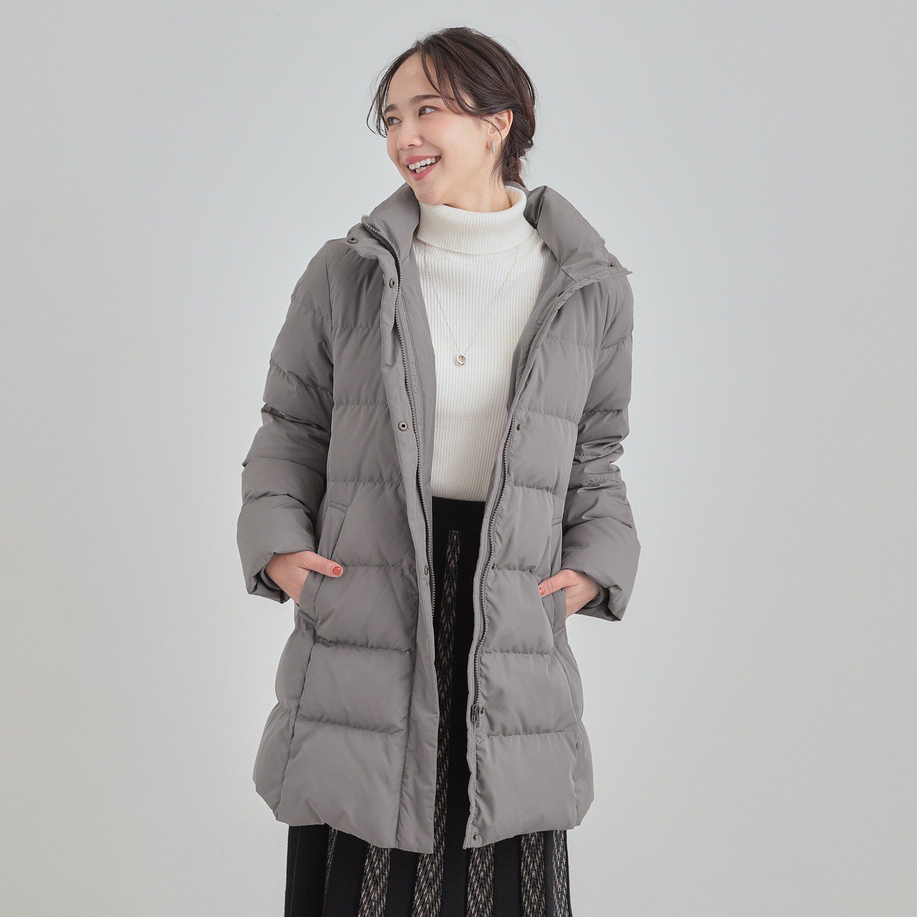 SHOO･LA･RUE「【洗濯機可/撥水】フェイクファーフード ロングダウン」|ダウン|