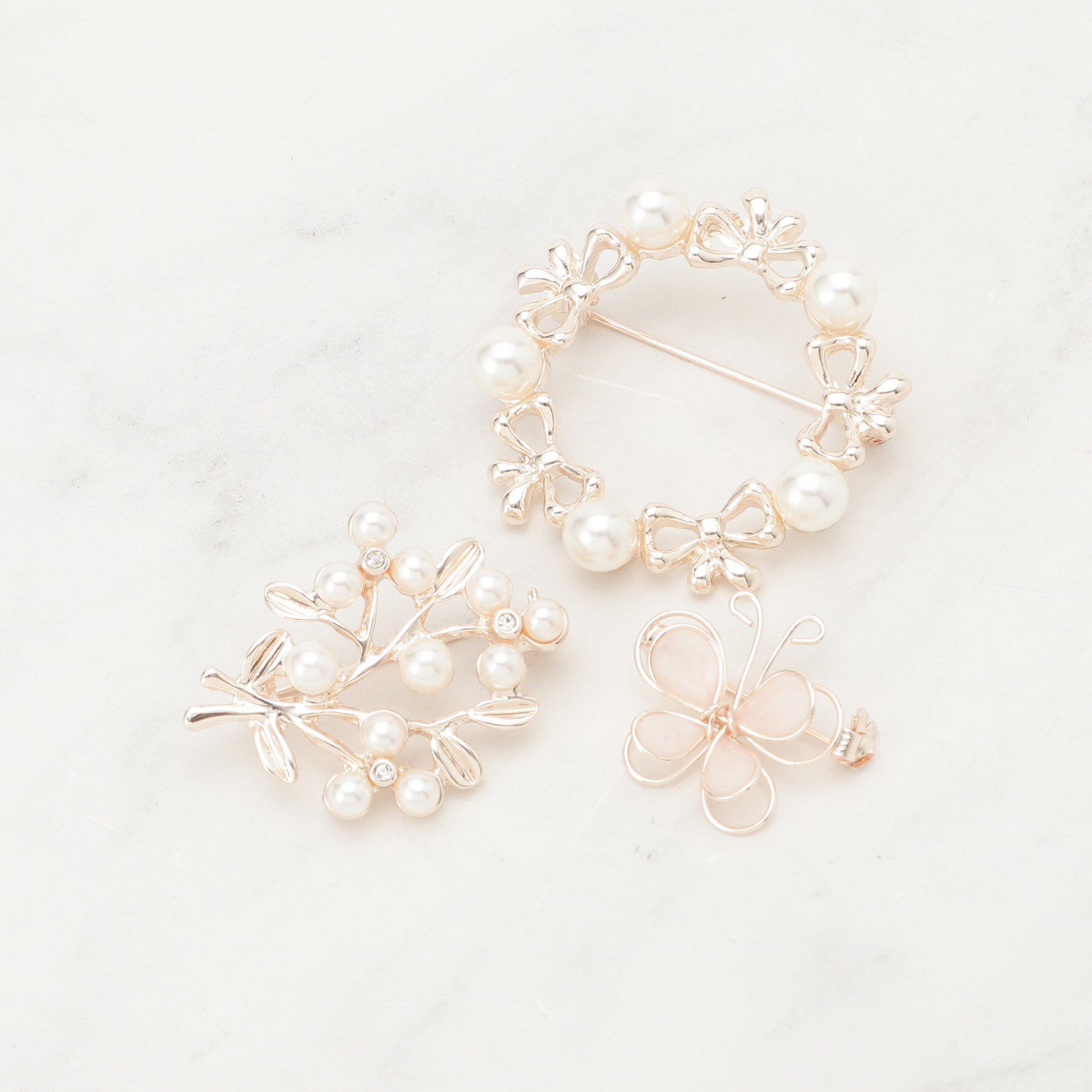 SHOO･LA･RUE「【セレモニー】3点セットブローチ」|ブローチ・コサージュ|ピンクゴールド(00