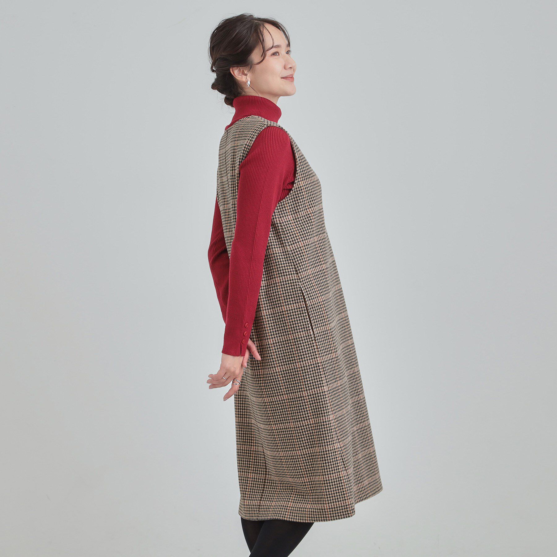 SHOO･LA･RUE「【2点セット/洗濯機可】時短でコーデが決まる ジャンドレ+リブインナー」|ワンピース|