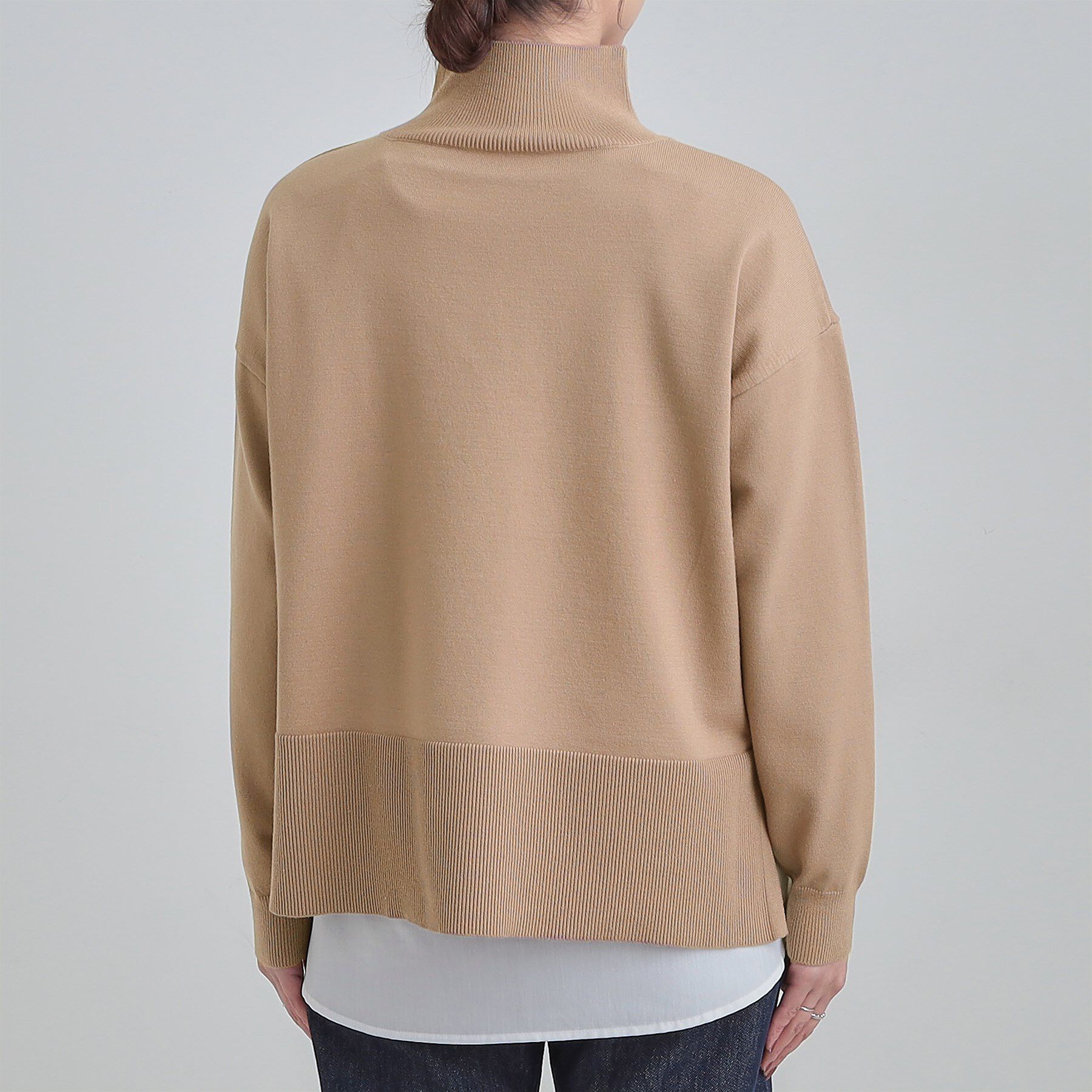 SHOO･LA･RUE「【2点セット/S-LL】時短で決まる もちもちハイネックニット+裾シャツインナー」|ニット・セーター|