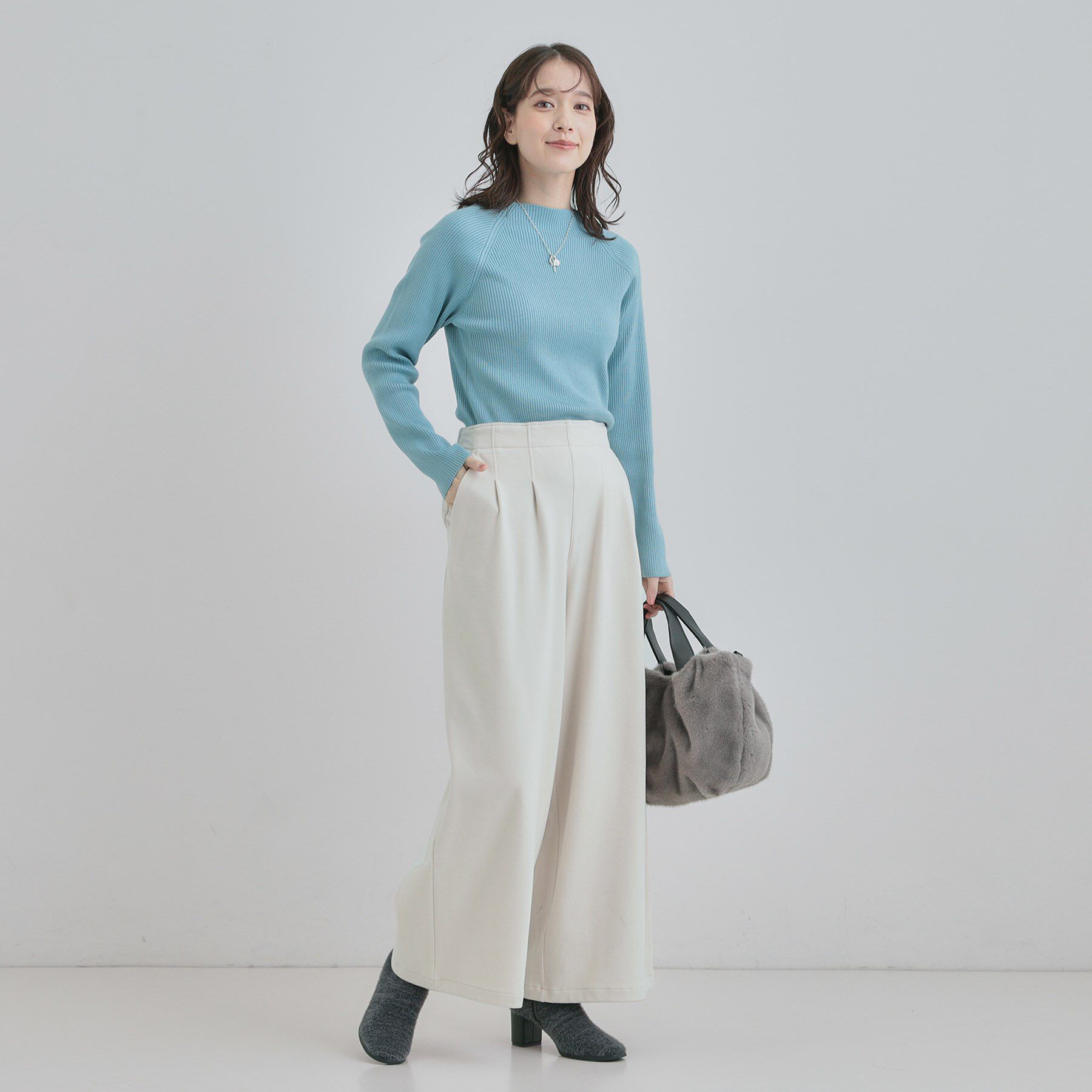 SHOO･LA･RUE「【絶妙なゆるピタ/洗濯機可】ちくちくしにくい リブハイネックやわらかニット」|ニット・セーター|