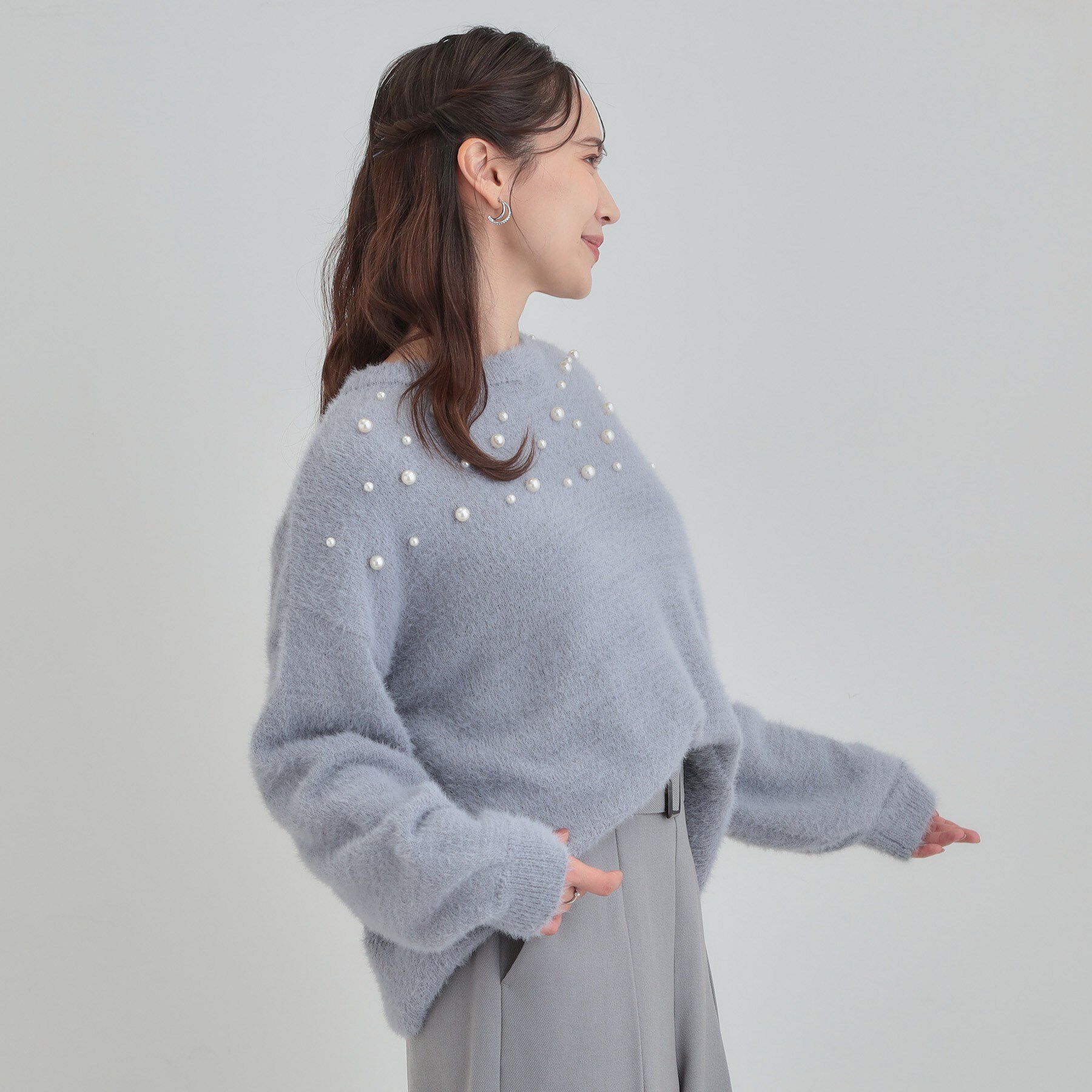 SHOO･LA･RUE「大人きらめく ふわふわパール調ニット」|ニット・セーター|