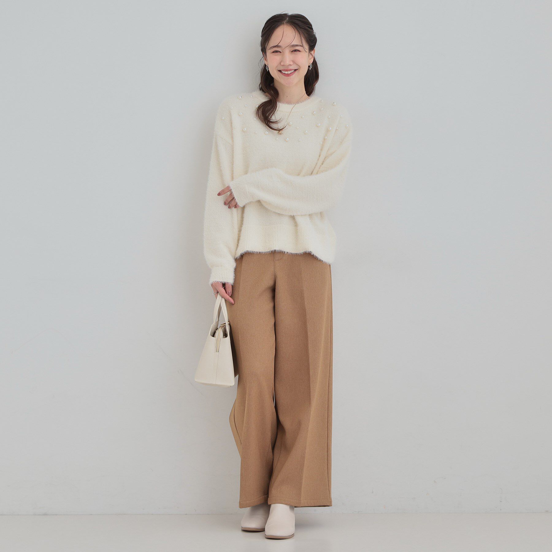 SHOO･LA･RUE「大人きらめく ふわふわパール調ニット」|ニット・セーター|