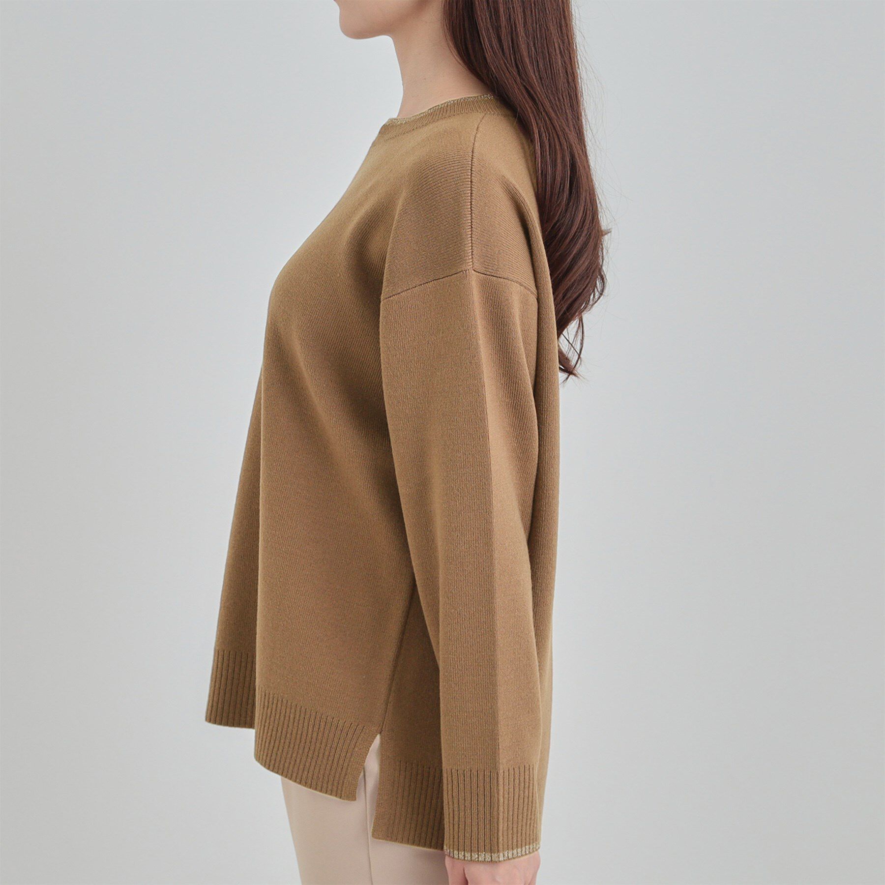 SHOO･LA･RUE「【洗濯機可/セットアップ可/毛玉になりにくい】さりげないラメ使いで差をつける クルーネックニット」|ニット・セーター|