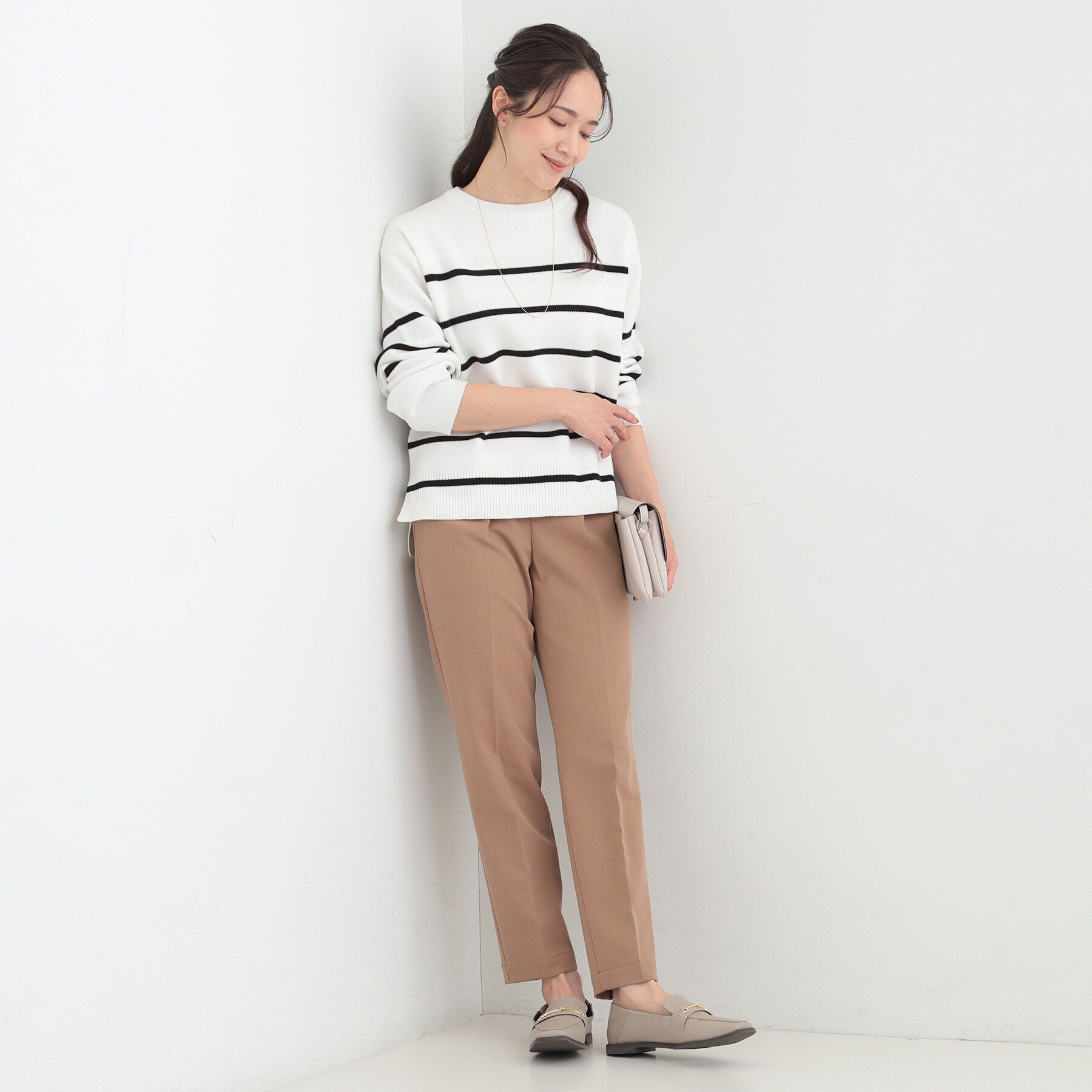 SHOO･LA･RUE「【S-LL/洗濯機可/体型カバー】大人世代も取り入れやすい スウェットライクニット」|ニット・セーター|