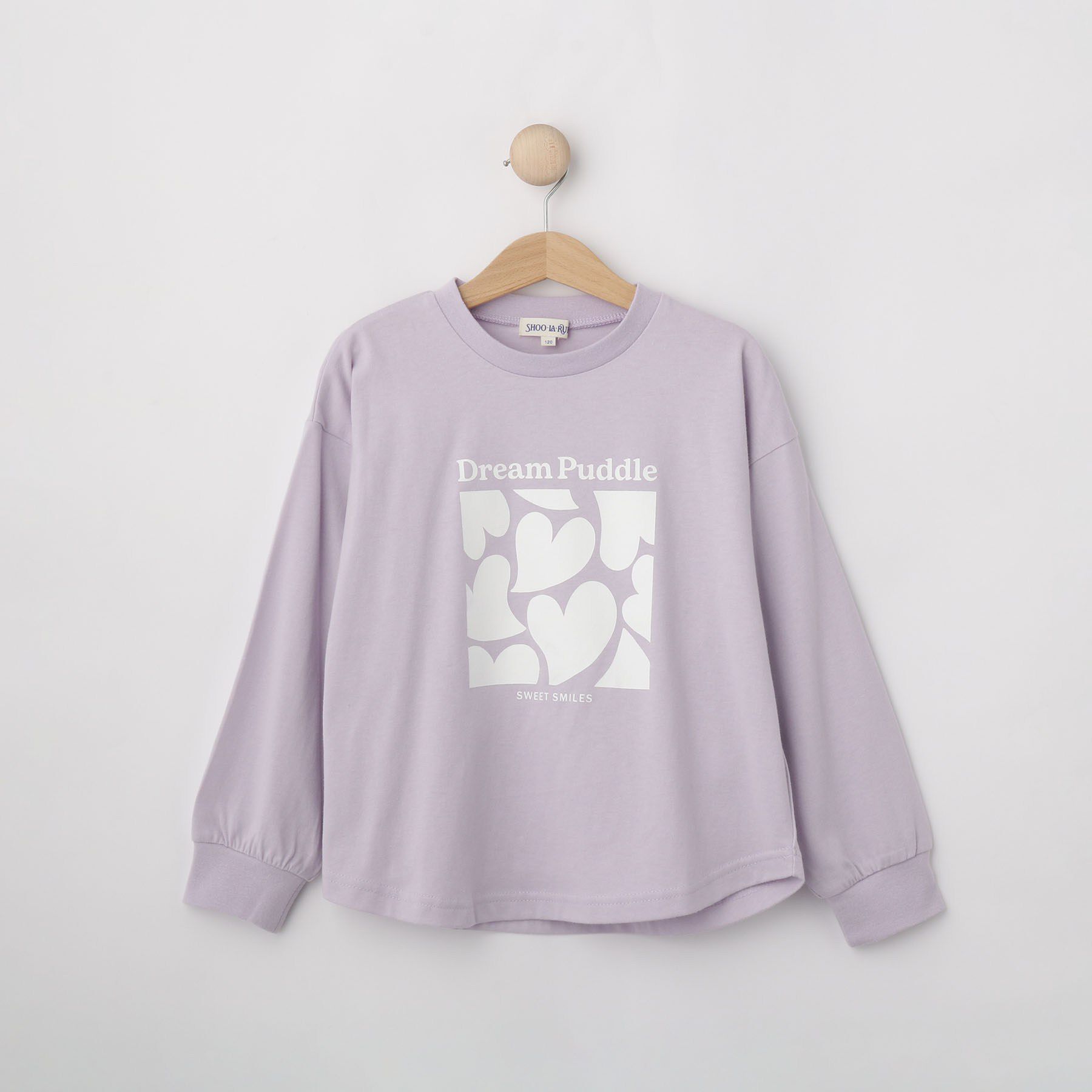 SHOO･LA･RUE「【100-150cm/選べる2柄】プリントアソート裾ラウンドロンT」|Tシャツ・カットソー|ラベンダー(280)