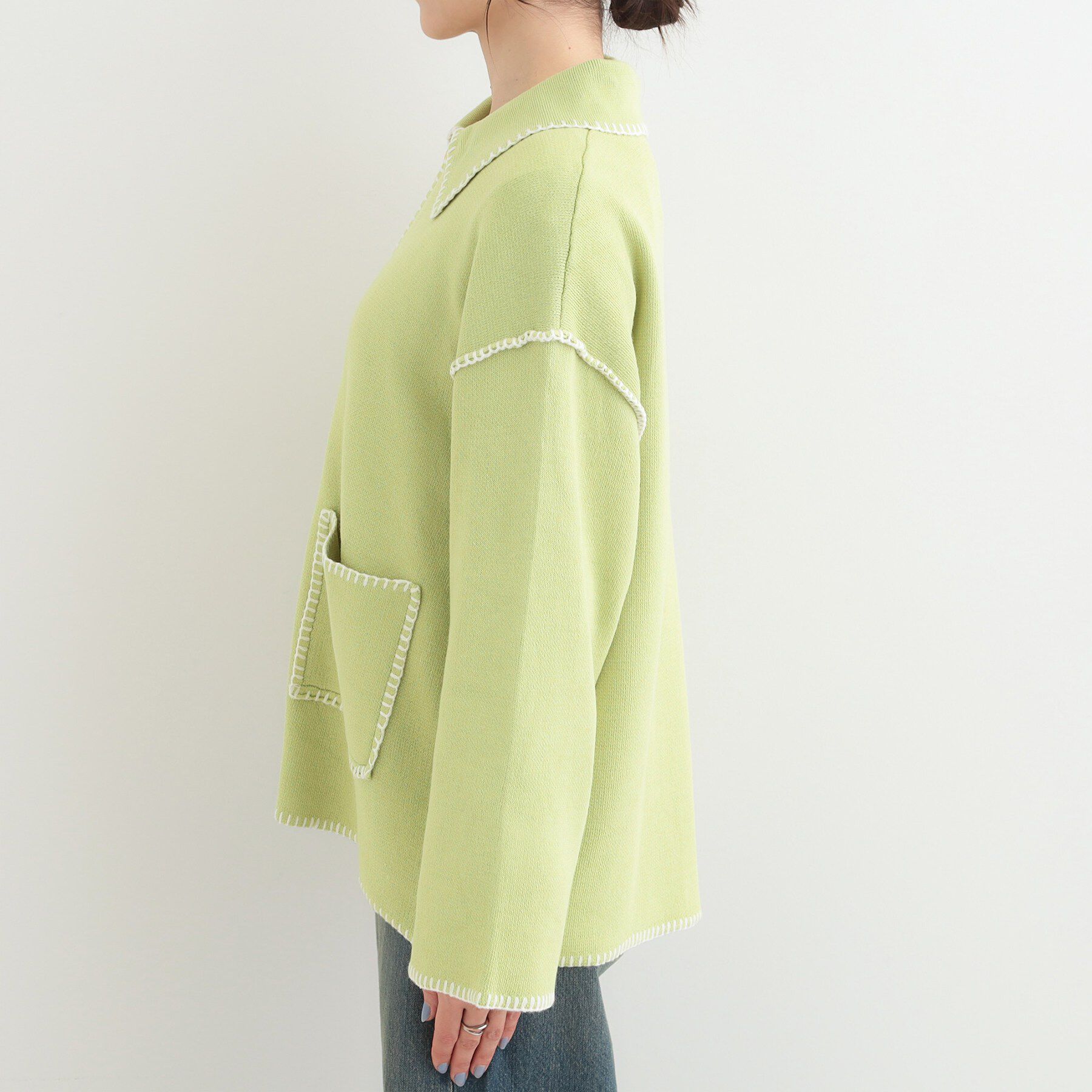 SHOO･LA･RUE「ステッチ襟付きが魅力な ジップニットカーディガン」|カーディガン|