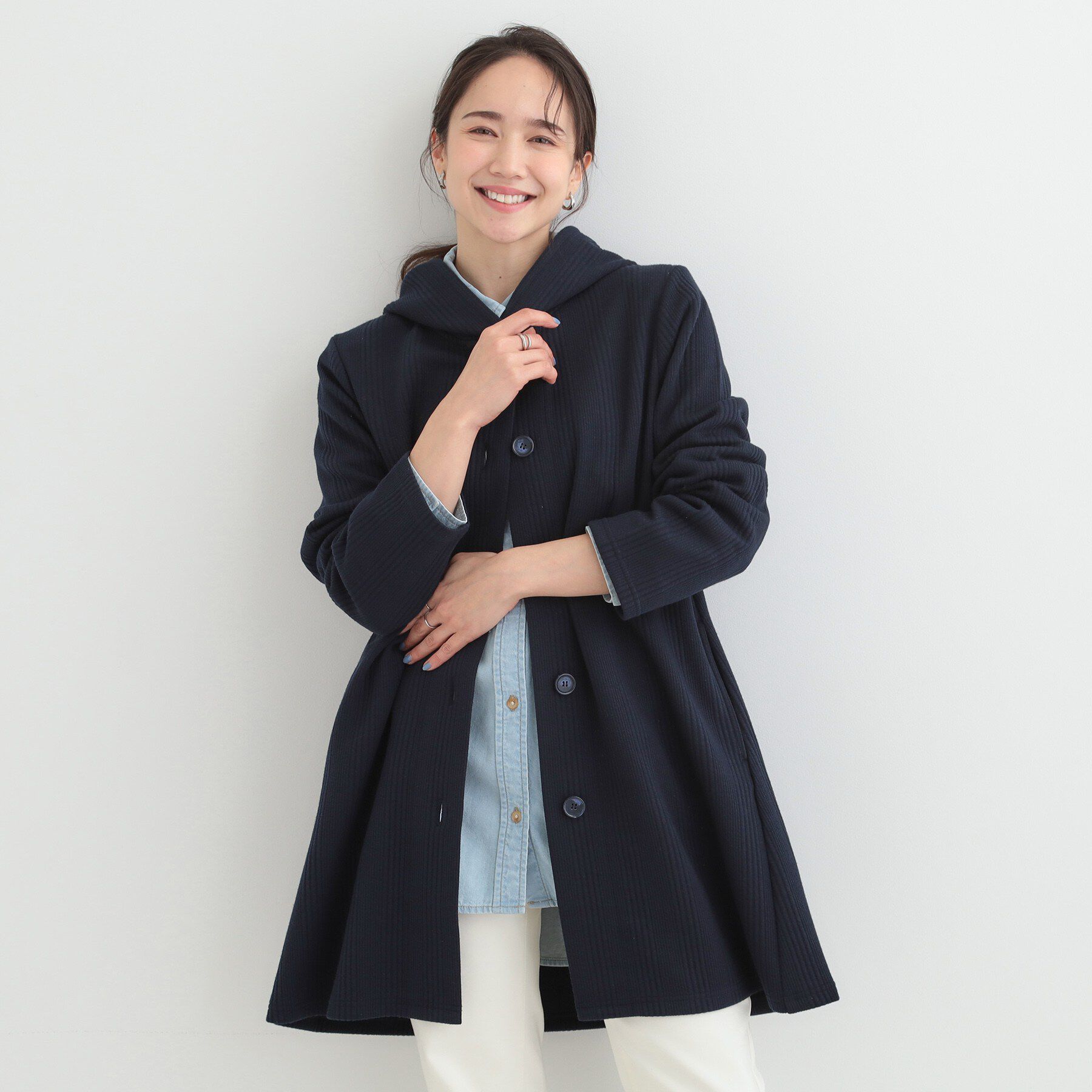 SHOO･LA･RUE「【洗濯機可/S-LL】体型をカバーしながらスマートに魅せる。ストライプジャカード コーディガン」|その他|