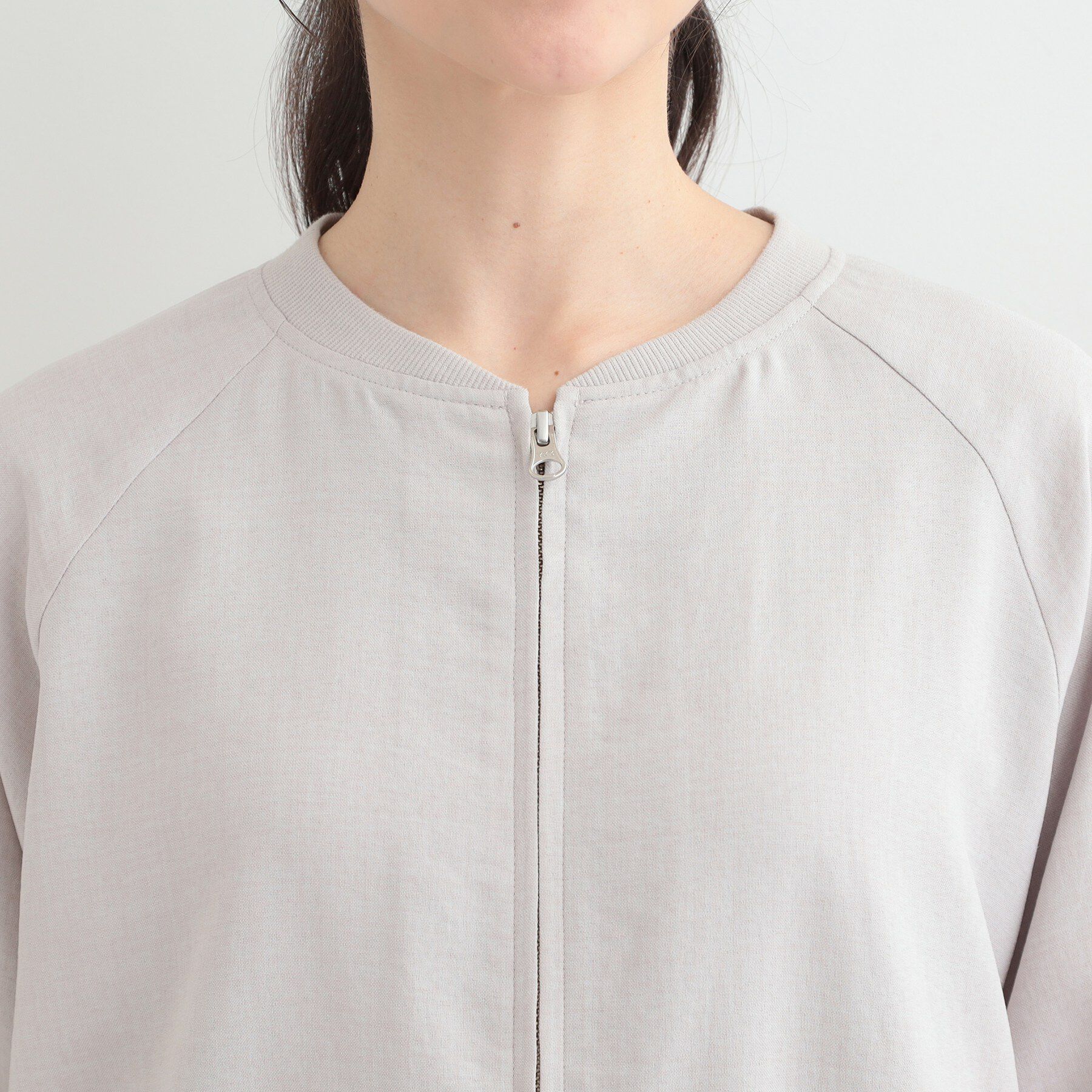 SHOO･LA･RUE「【洗濯機可/S-LL】さらっと快適　麻調ゆるリブブルゾン」|ブルゾン・スタジャン|