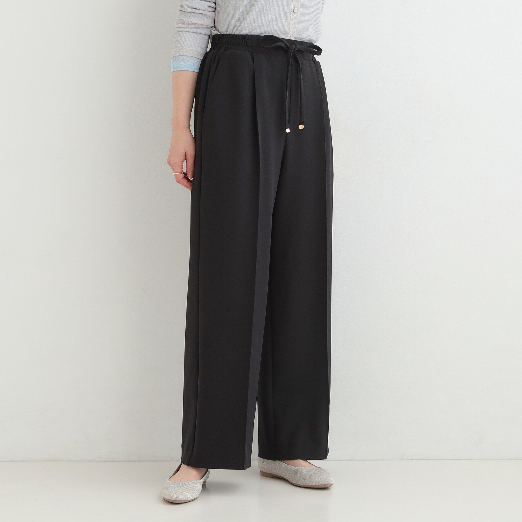 SHOO･LA･RUE「【高レビュー/S-LL/着丈選べる/洗濯後しわになりにくい】スマートに見えるイージーワイドパンツ」|その他|