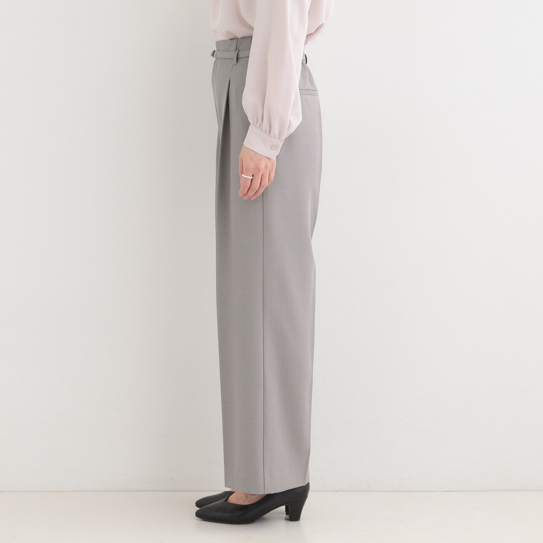 SHOO･LA･RUE「【通勤/セットアップ可/洗濯機可/SS-LL】センタープレスできちんと見え ベルト付きワイドパンツ」|その他|