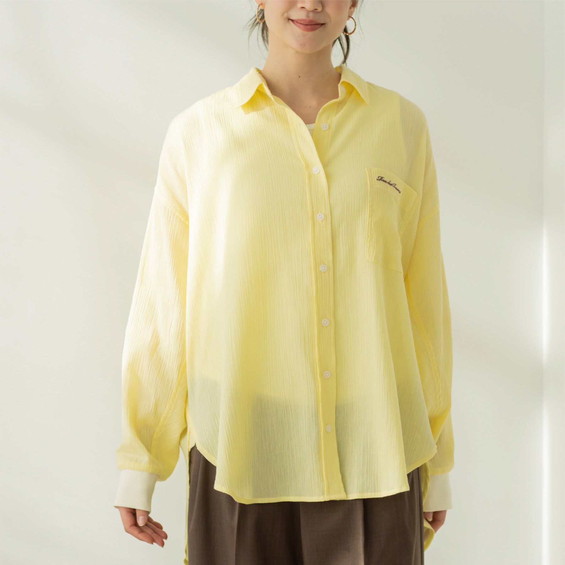 SHOO･LA･RUE「袖リブ楊柳オーバーシャツ」|シャツ・ブラウス|