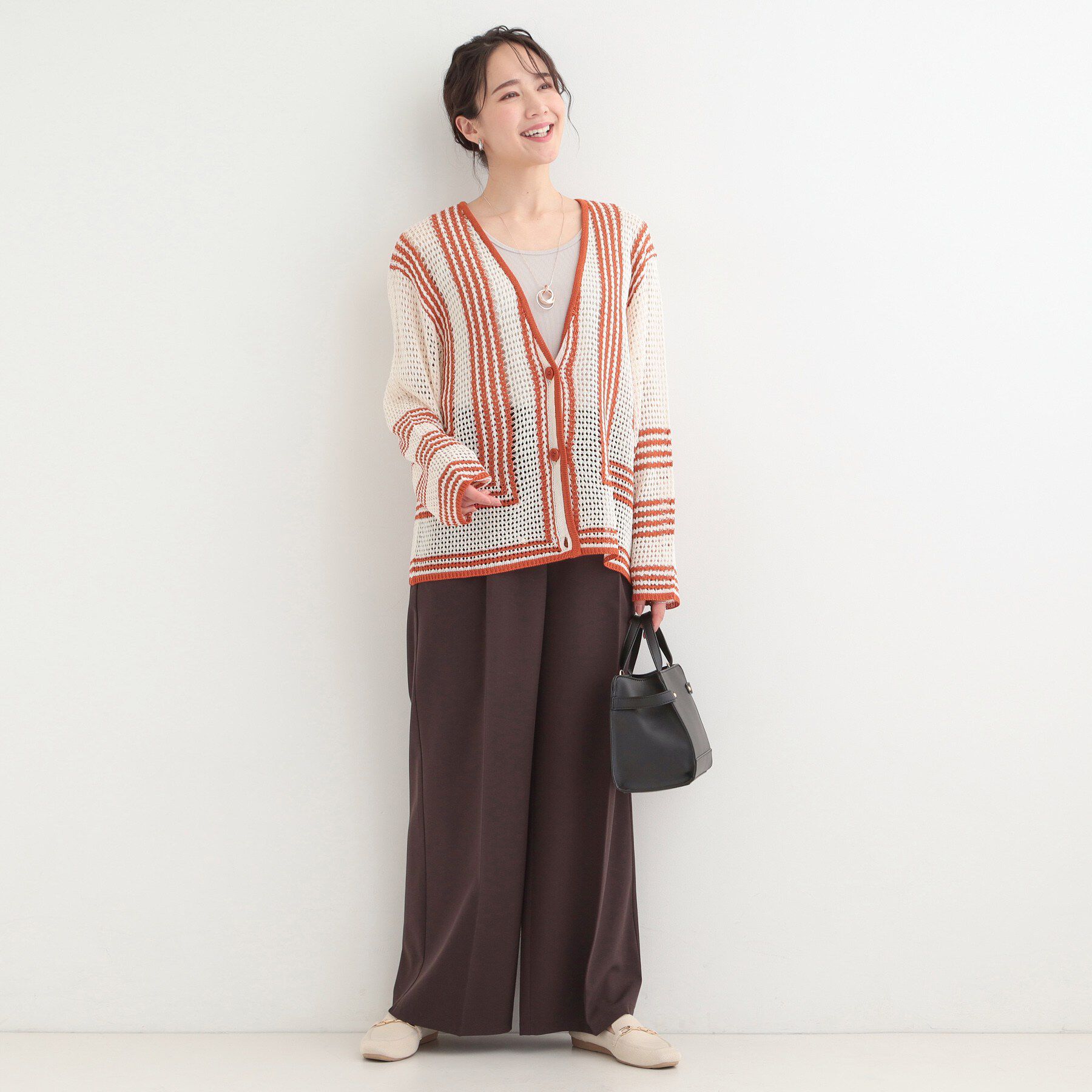 SHOO･LA･RUE「大人カジュアルなコーデに 配色クロシェ編み風カーディガン」|カーディガン|