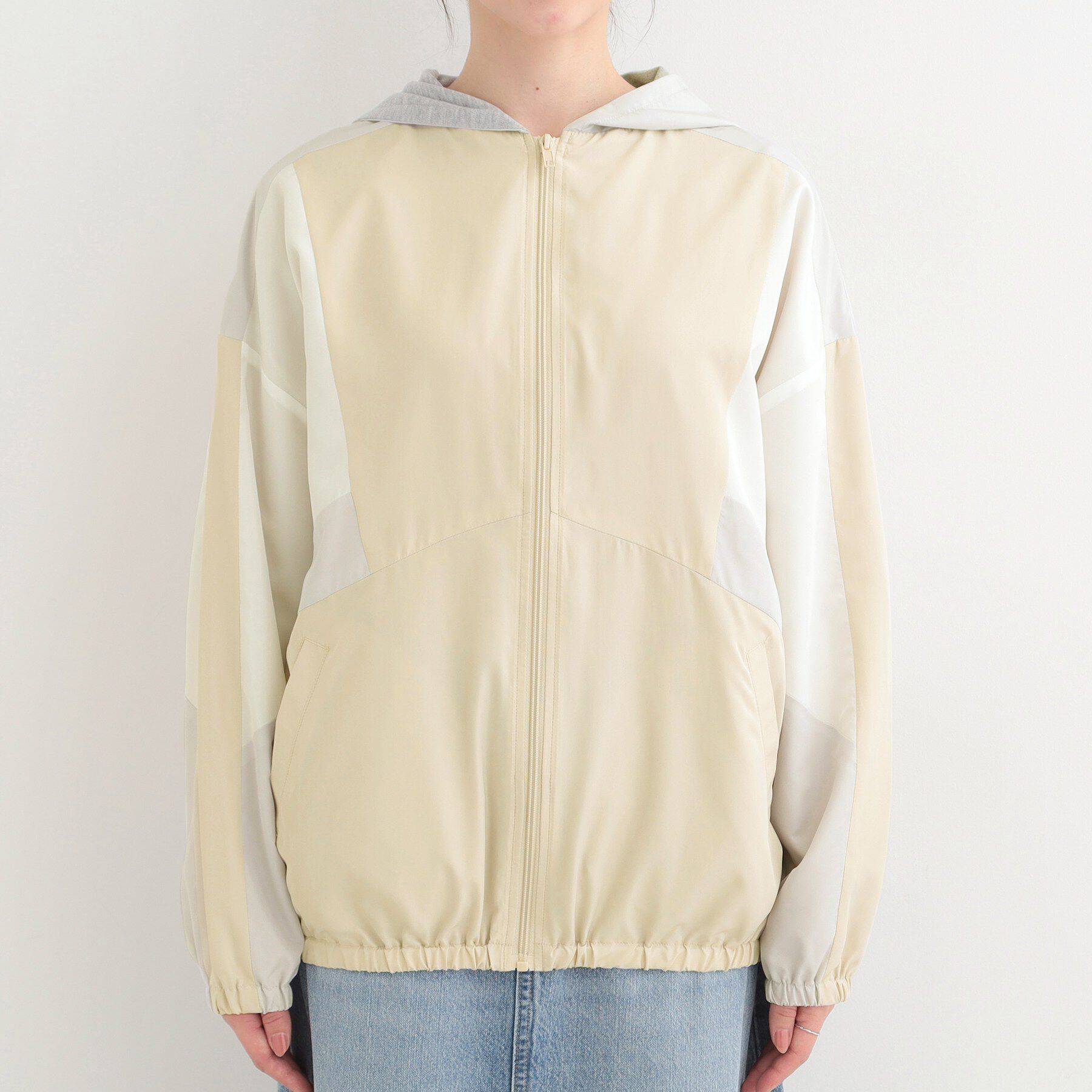 SHOO･LA･RUE「【S-LL】大人スポーティ　配色フードブルゾン」|ブルゾン・スタジャン|