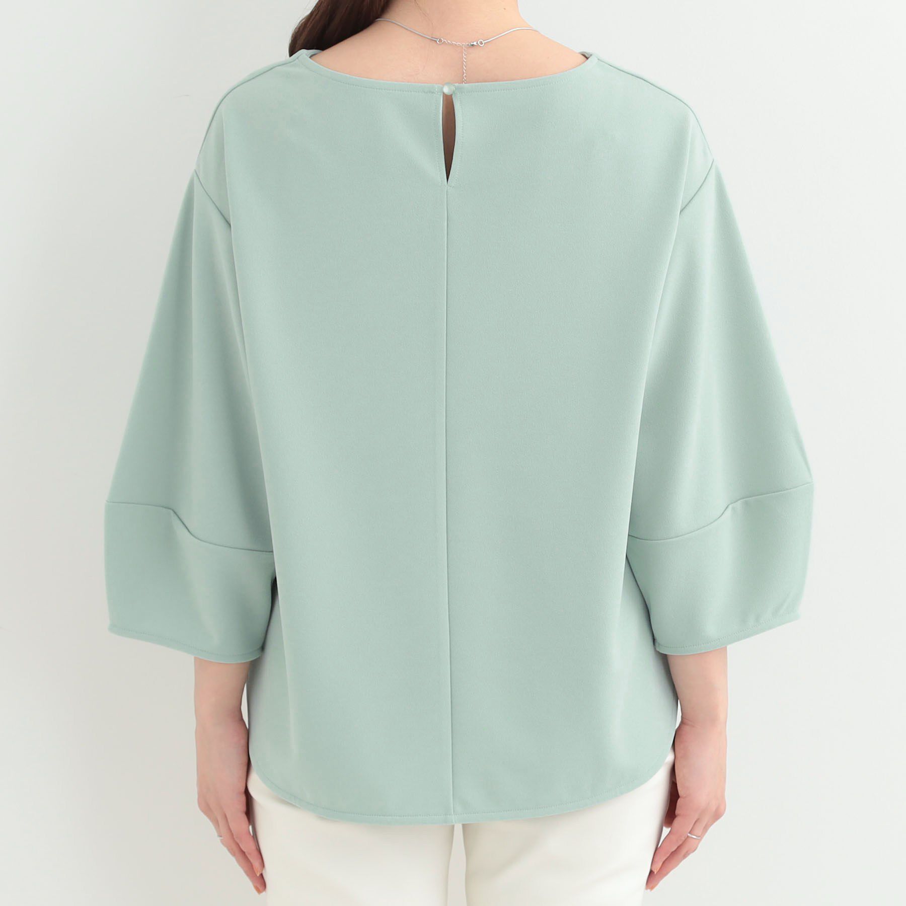 SHOO･LA･RUE「【2点セット/7分袖/S-LL】ランタンスリーブで女性らしい インせず着られる ネックレス付きブラウ」|シャツ・ブラウス|