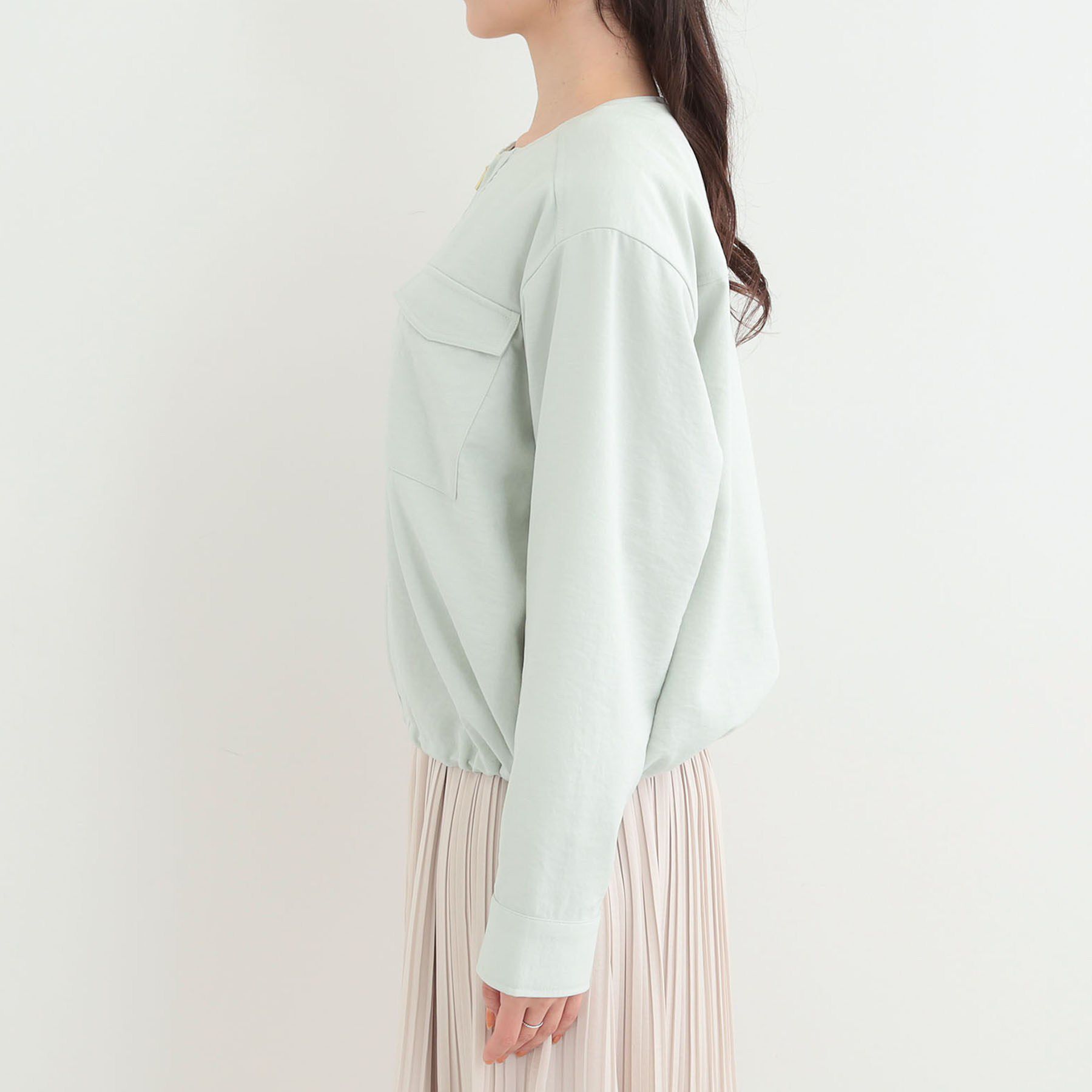 SHOO･LA･RUE「【S-LL】サッと羽織れてきれい見え　フラップポケット ノーカラーブルゾン」|ブルゾン・スタジャン|