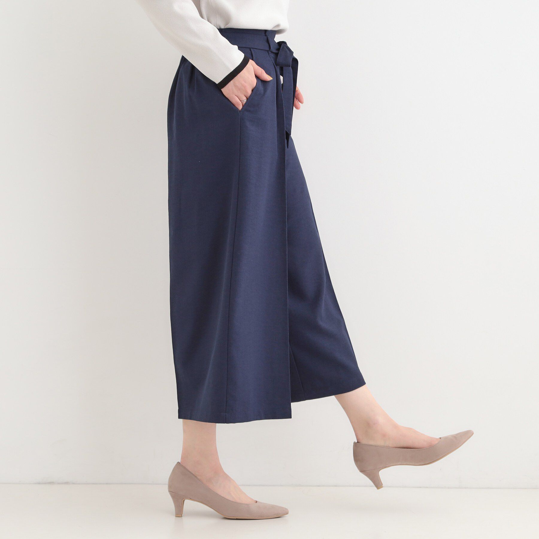 SHOO･LA･RUE「【洗濯機可/S-LL】ハイウエストで美脚見え リボンワイドパンツ」|その他|