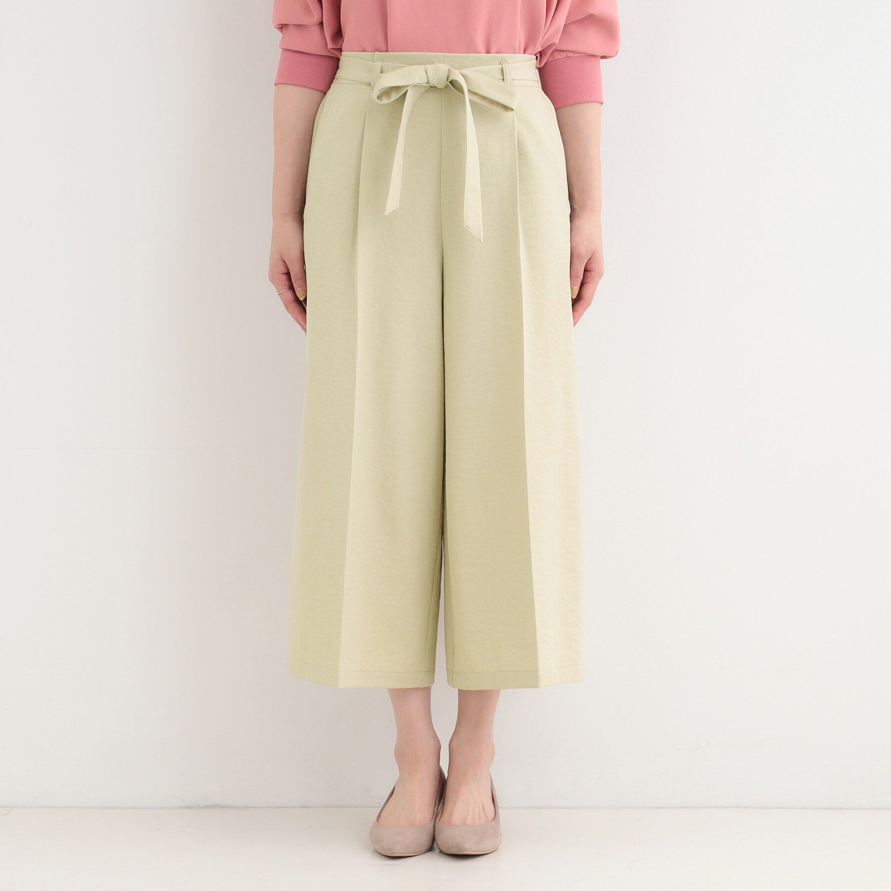 SHOO･LA･RUE「【洗濯機可/S-LL】ハイウエストで美脚見え リボンワイドパンツ」|その他|