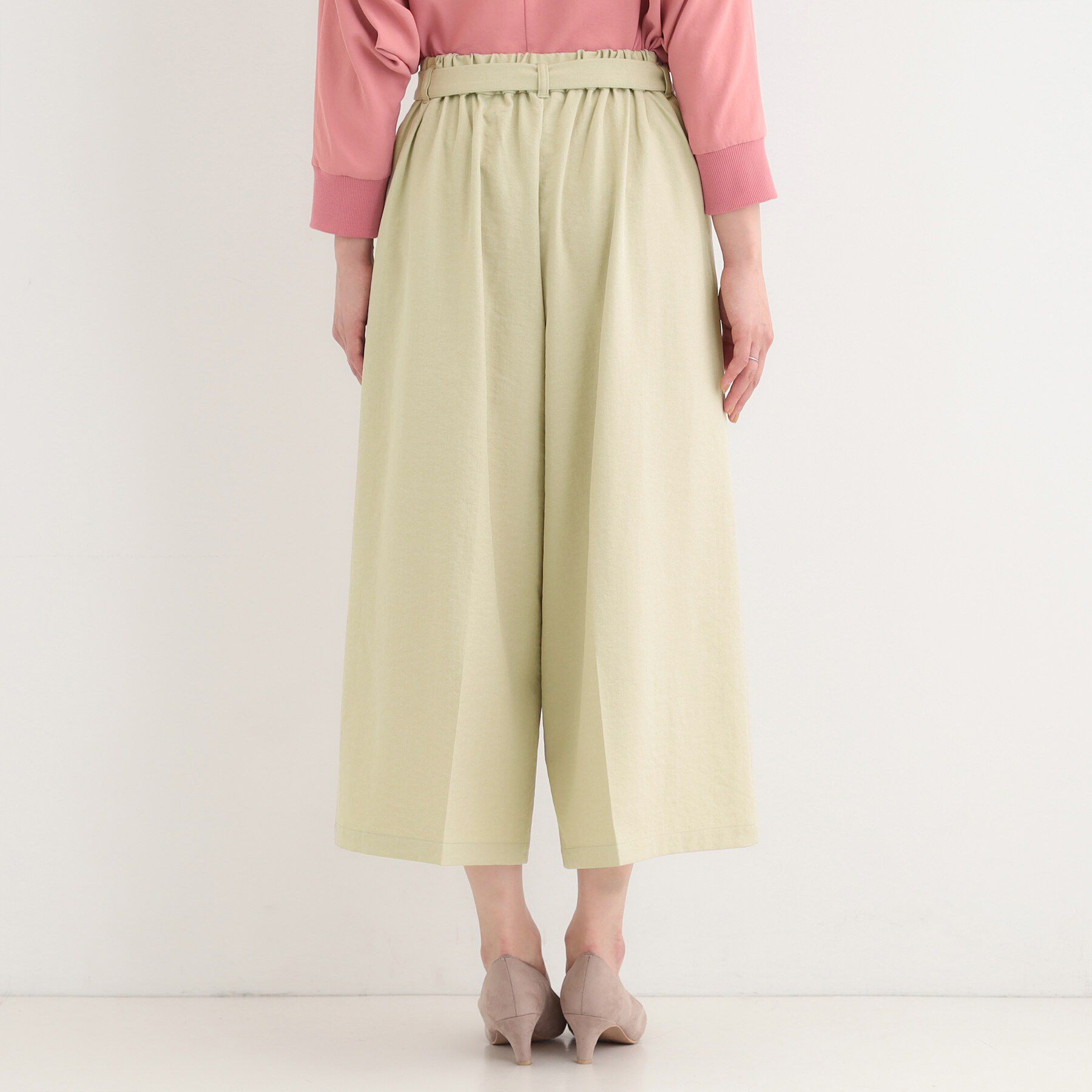 SHOO･LA･RUE「【洗濯機可/S-LL】ハイウエストで美脚見え リボンワイドパンツ」|その他|