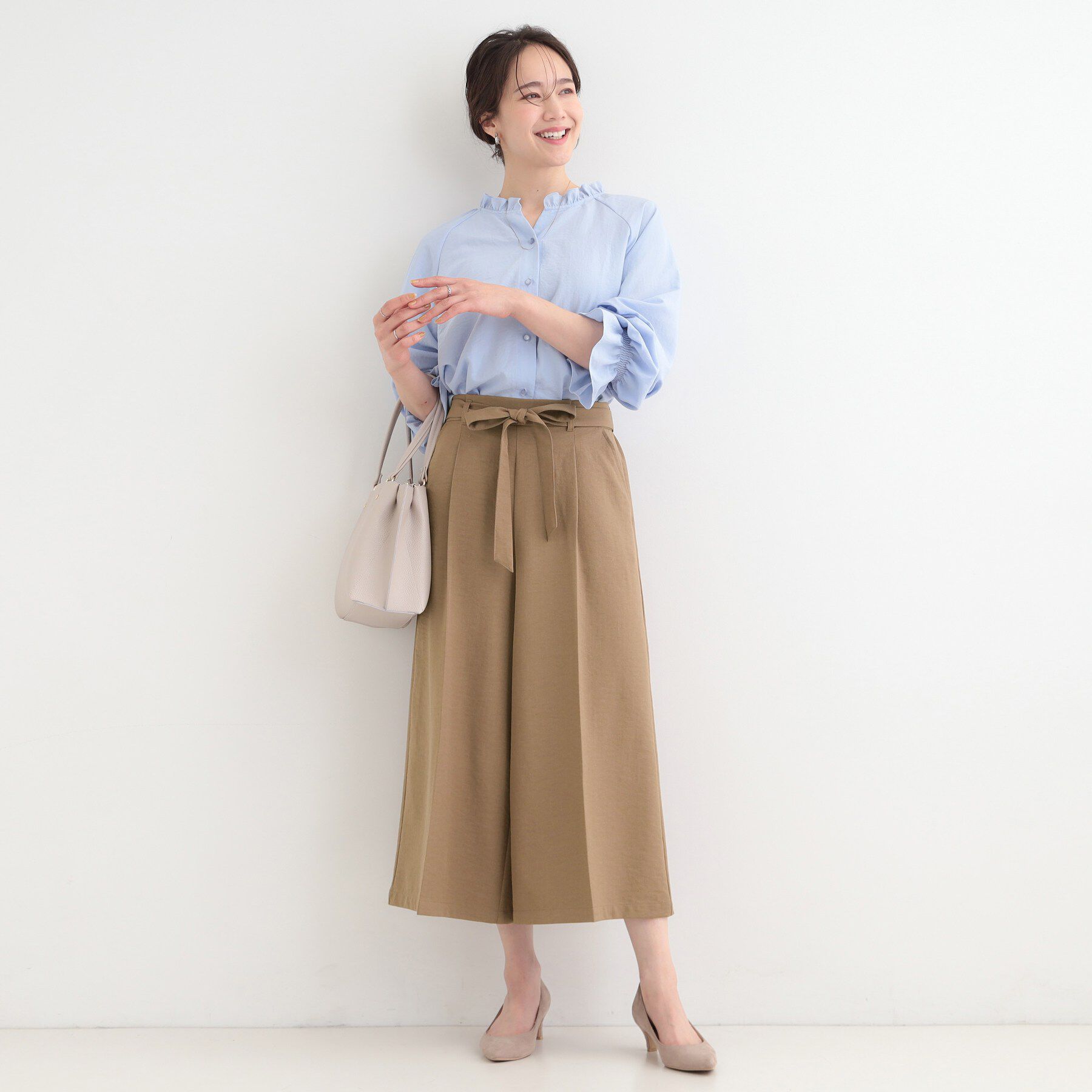 SHOO･LA･RUE「【洗濯機可/S-LL】ハイウエストで美脚見え リボンワイドパンツ」|その他|