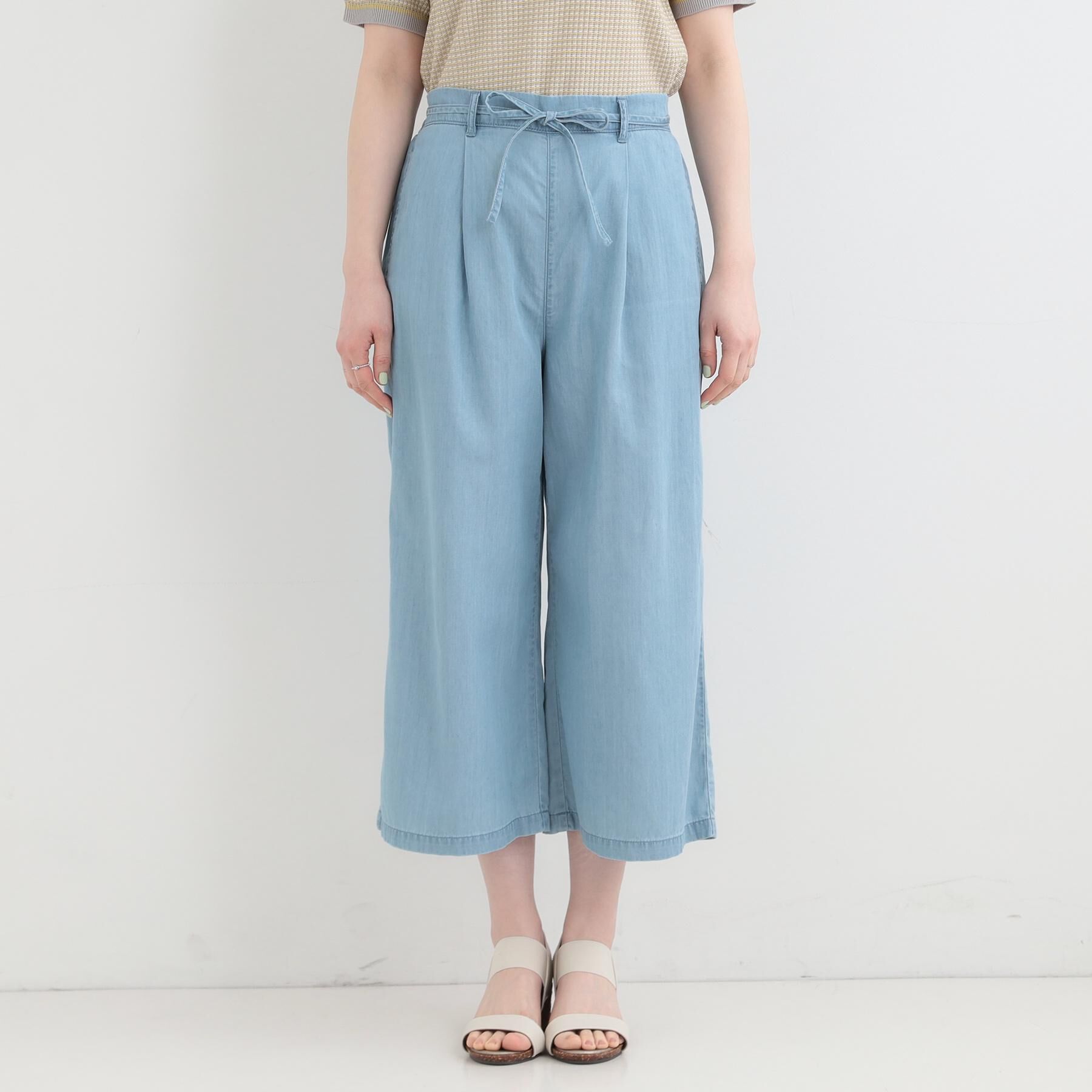 SHOO･LA･RUE「【着丈選べる/2WAY/S-LL】ウエストリボンがポイント　デニムワイドイージーパンツ」|その他|