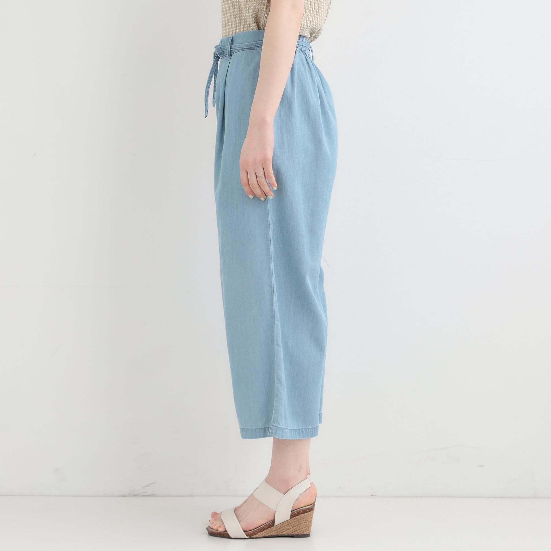 SHOO･LA･RUE「【着丈選べる/2WAY/S-LL】ウエストリボンがポイント　デニムワイドイージーパンツ」|その他|