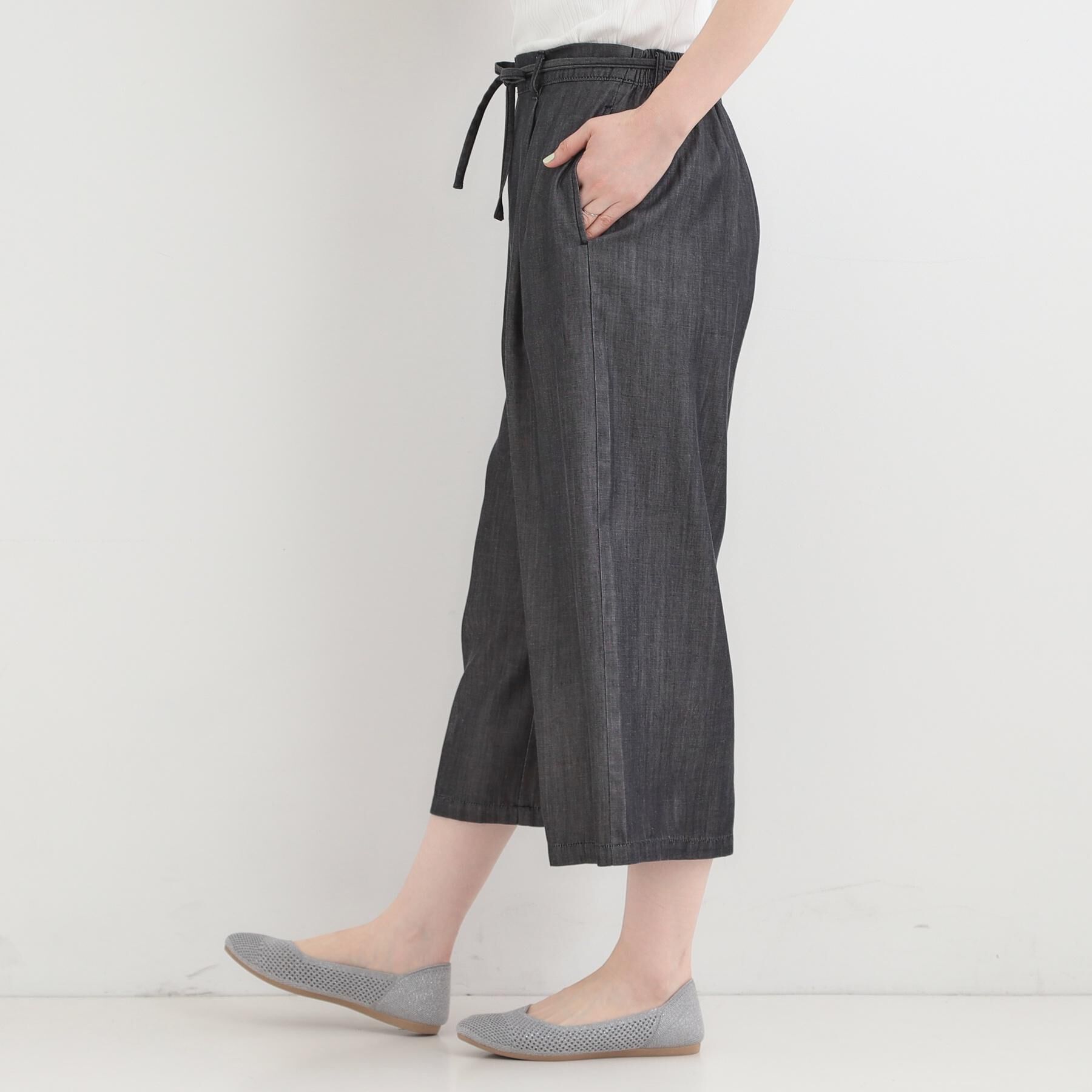 SHOO･LA･RUE「【着丈選べる/2WAY/S-LL】ウエストリボンがポイント　デニムワイドイージーパンツ」|その他|