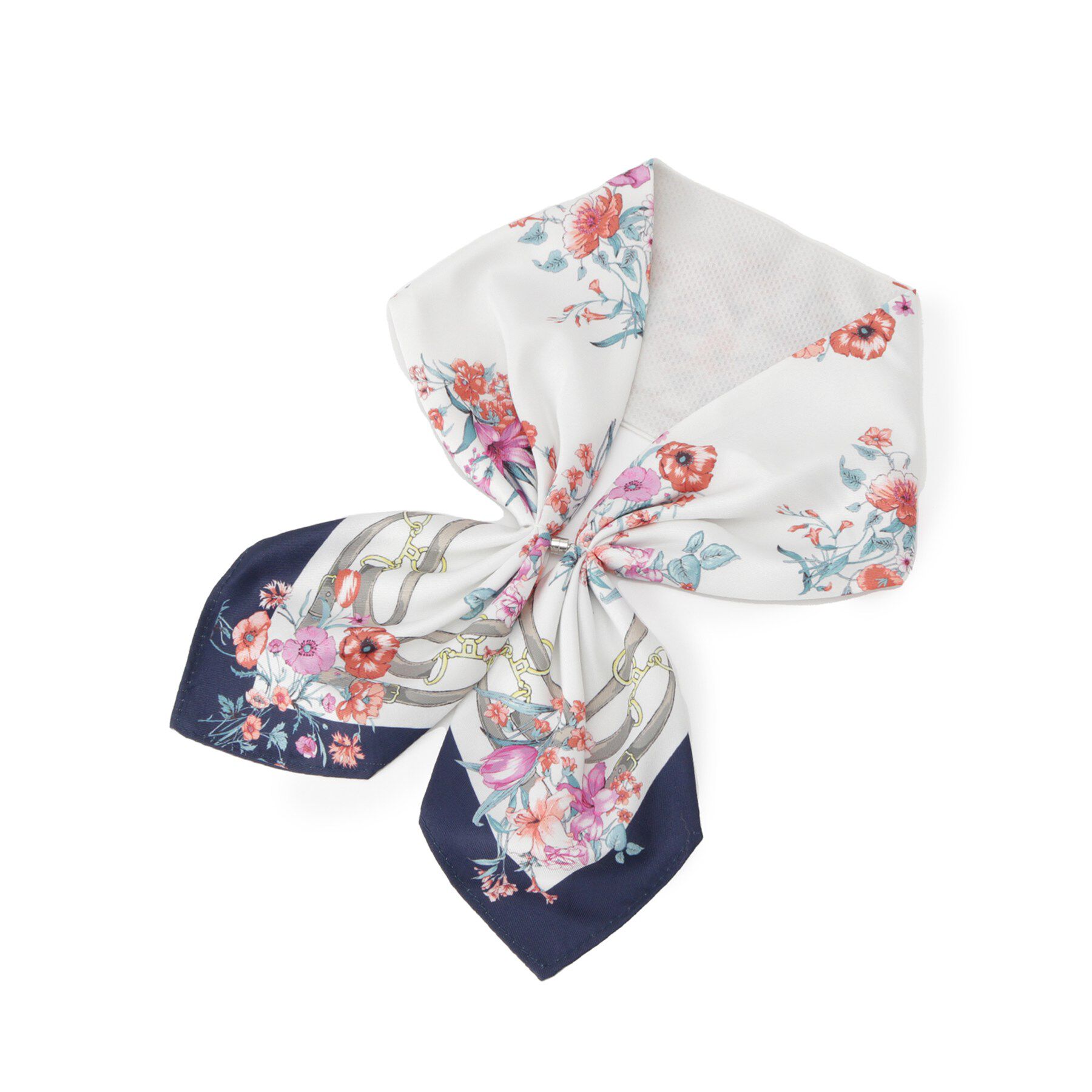 SHOO･LA･RUE「【接触冷感／UVカット】ひんやりワンタッチスカーフ」|バンダナ・スカーフ|ネイビー(494)