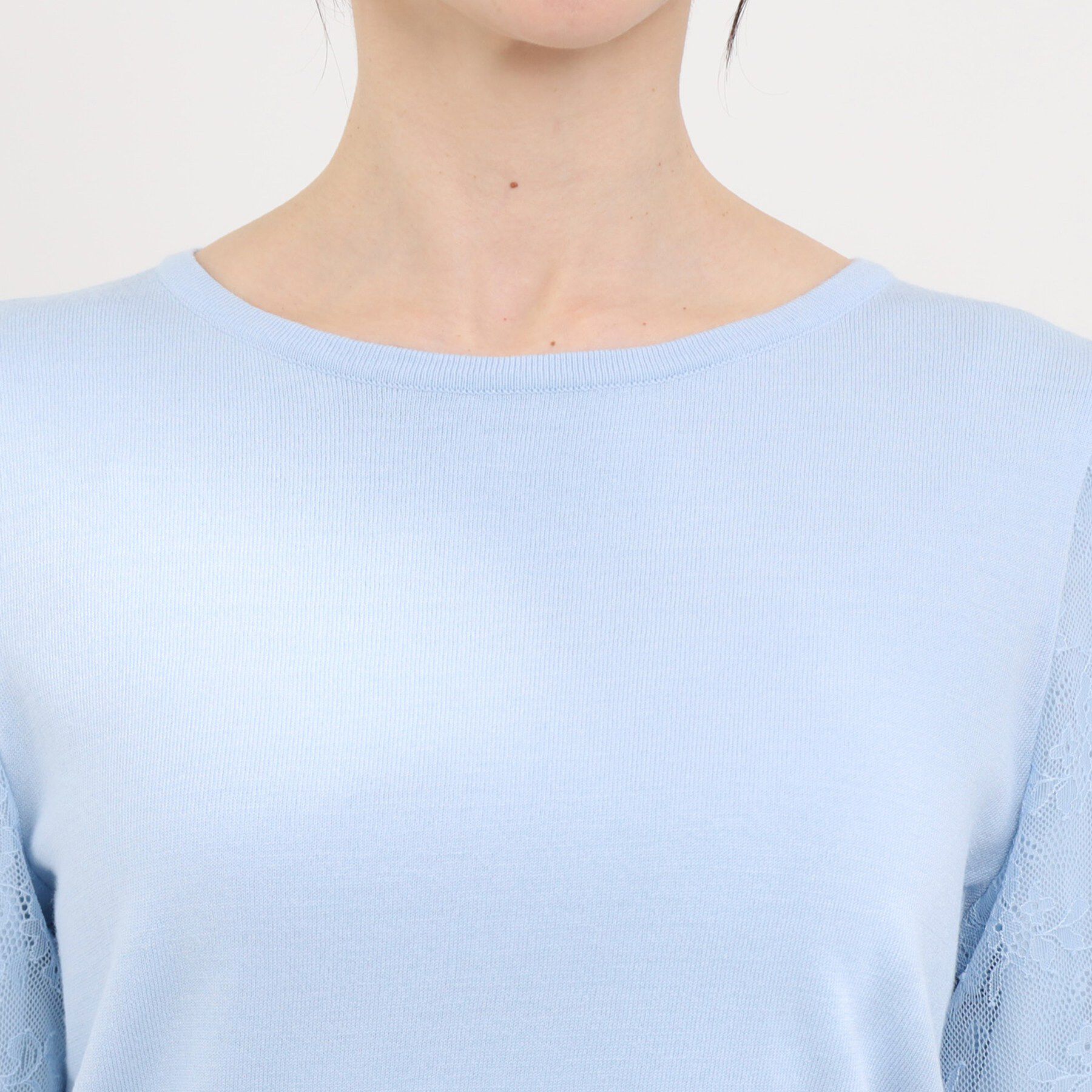 SHOO･LA･RUE「【洗濯機可/S-LL】華やかレース5分袖ニット」|ニット・セーター|